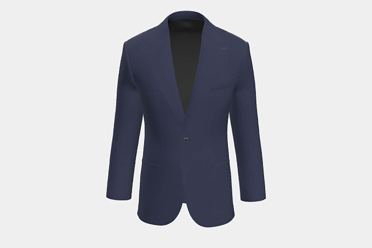 Giacca su misura lana 130s gessato blu Caccioppoli