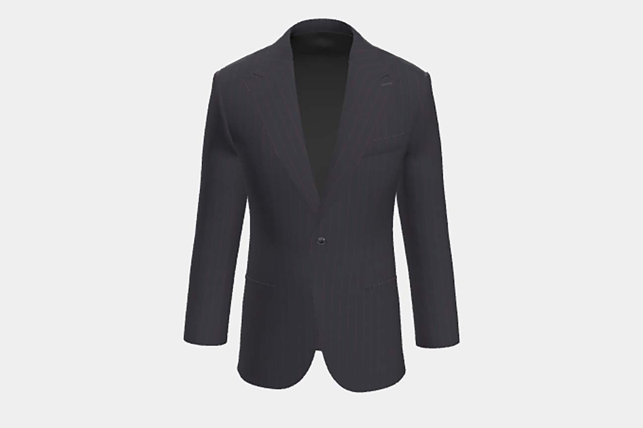 Giacca su misura lana 130s gessato blu Caccioppoli