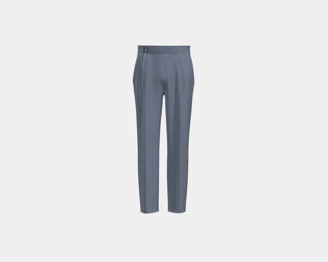 Pantalone con fascia su misura lana 130s gessato blu chiaro Caccioppoli
