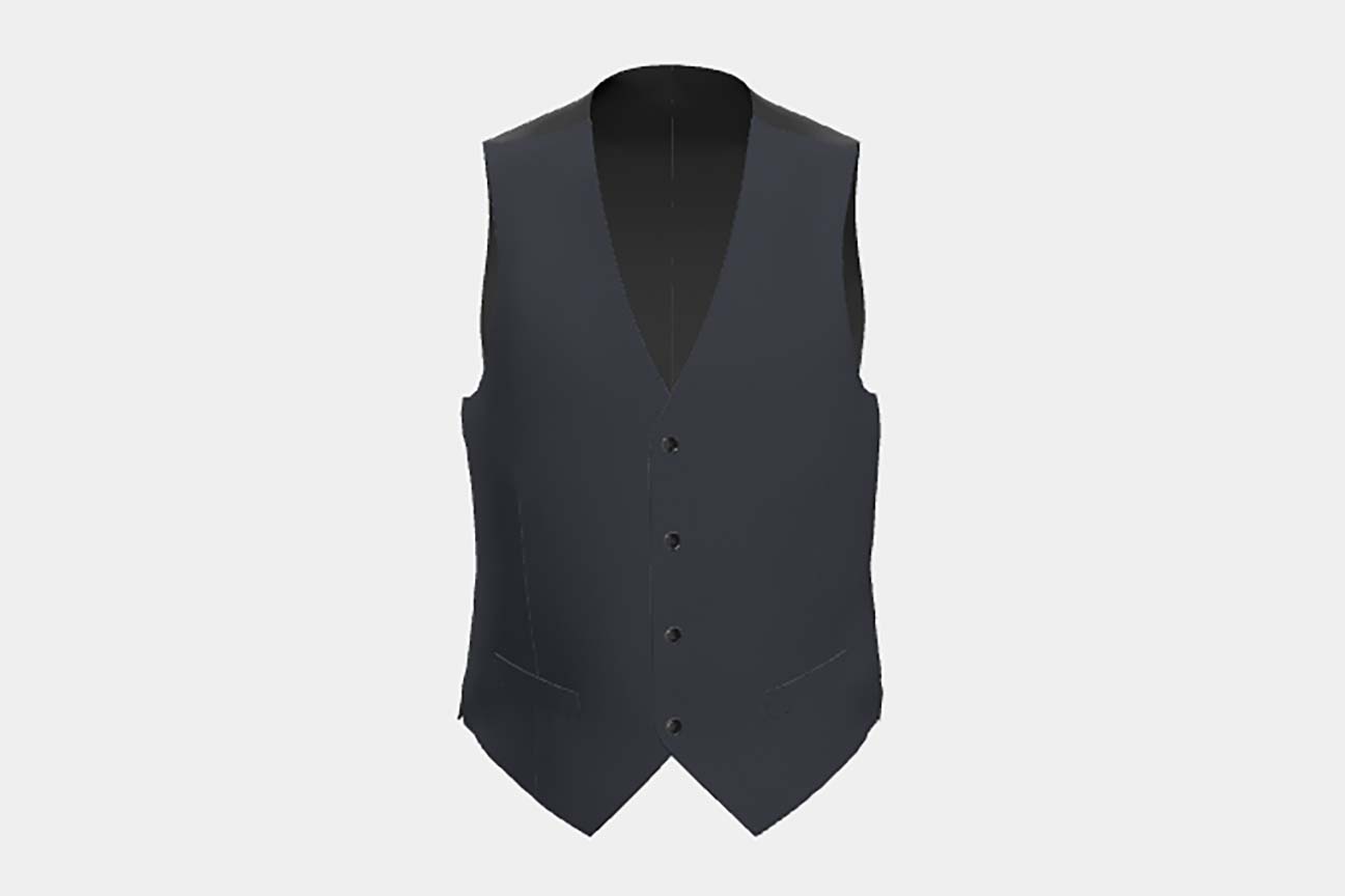 Gilet su misura lana e seta120s blu Canonico