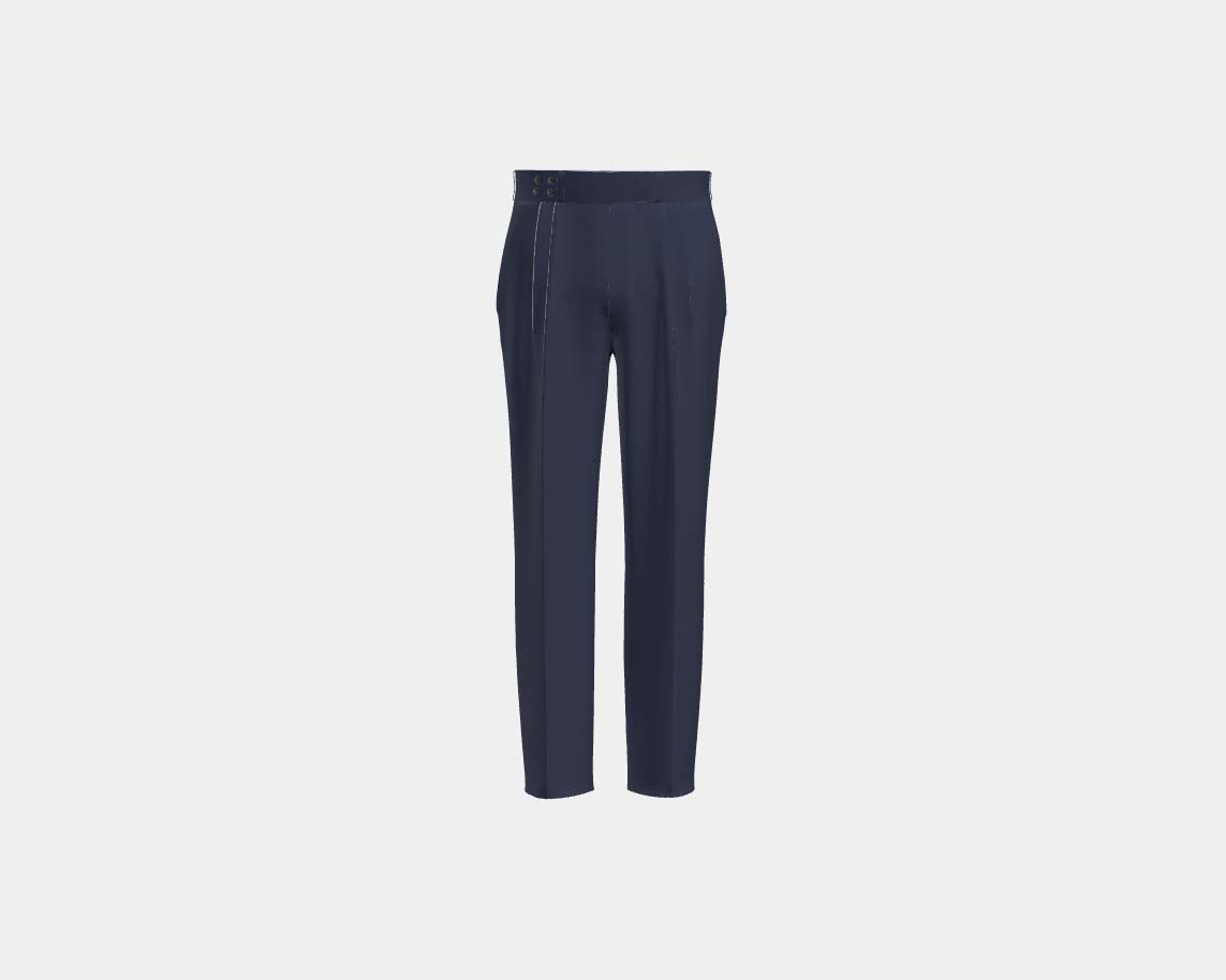 Pantalone con fascia su misura lana 130s spigato blu Caccioppoli