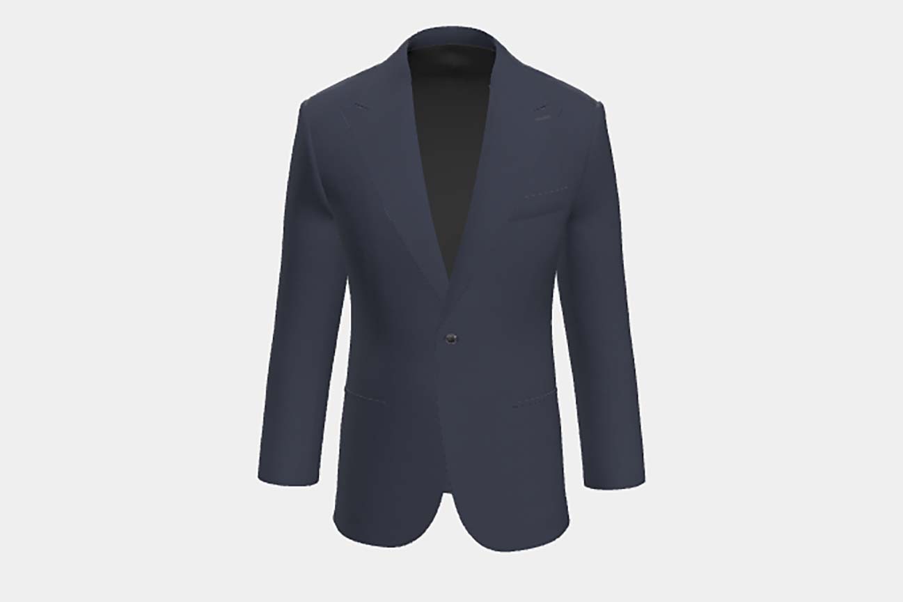 Giacca su misura lana e seta 150s blu Caccioppoli