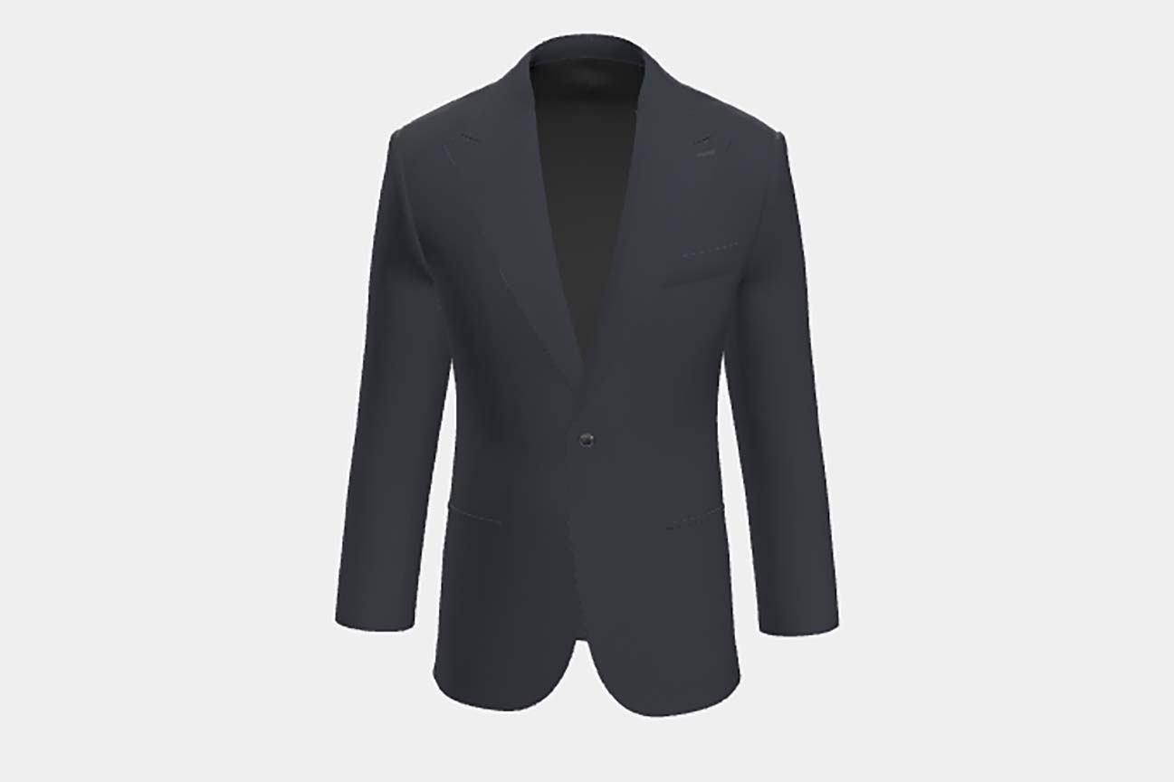 Giacca su misura lana e seta120s blu Canonico