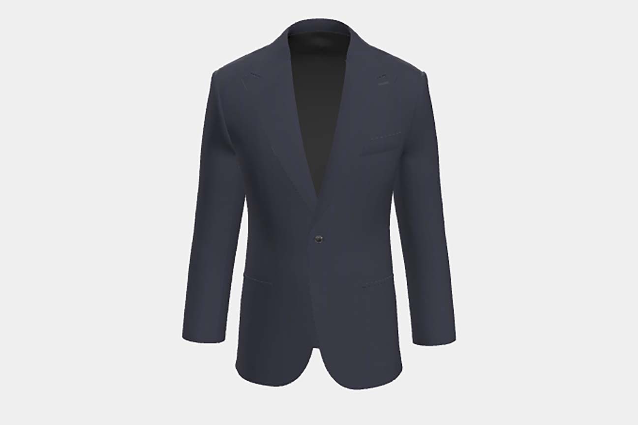 Giacca su misura lana e seta 150s blu Caccioppoli