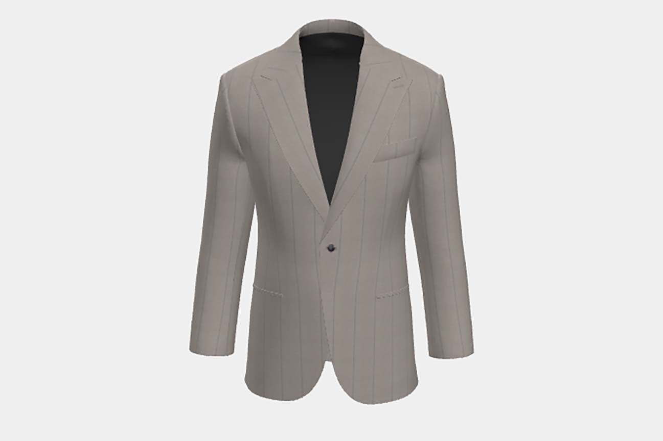 Giacca su misura lana 130s gessato beige Caccioppoli