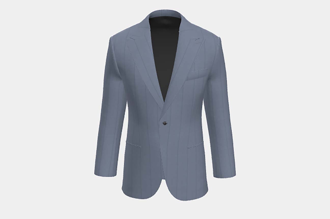 Giacca su misura lana 130s gessato blu chiaro Caccioppoli