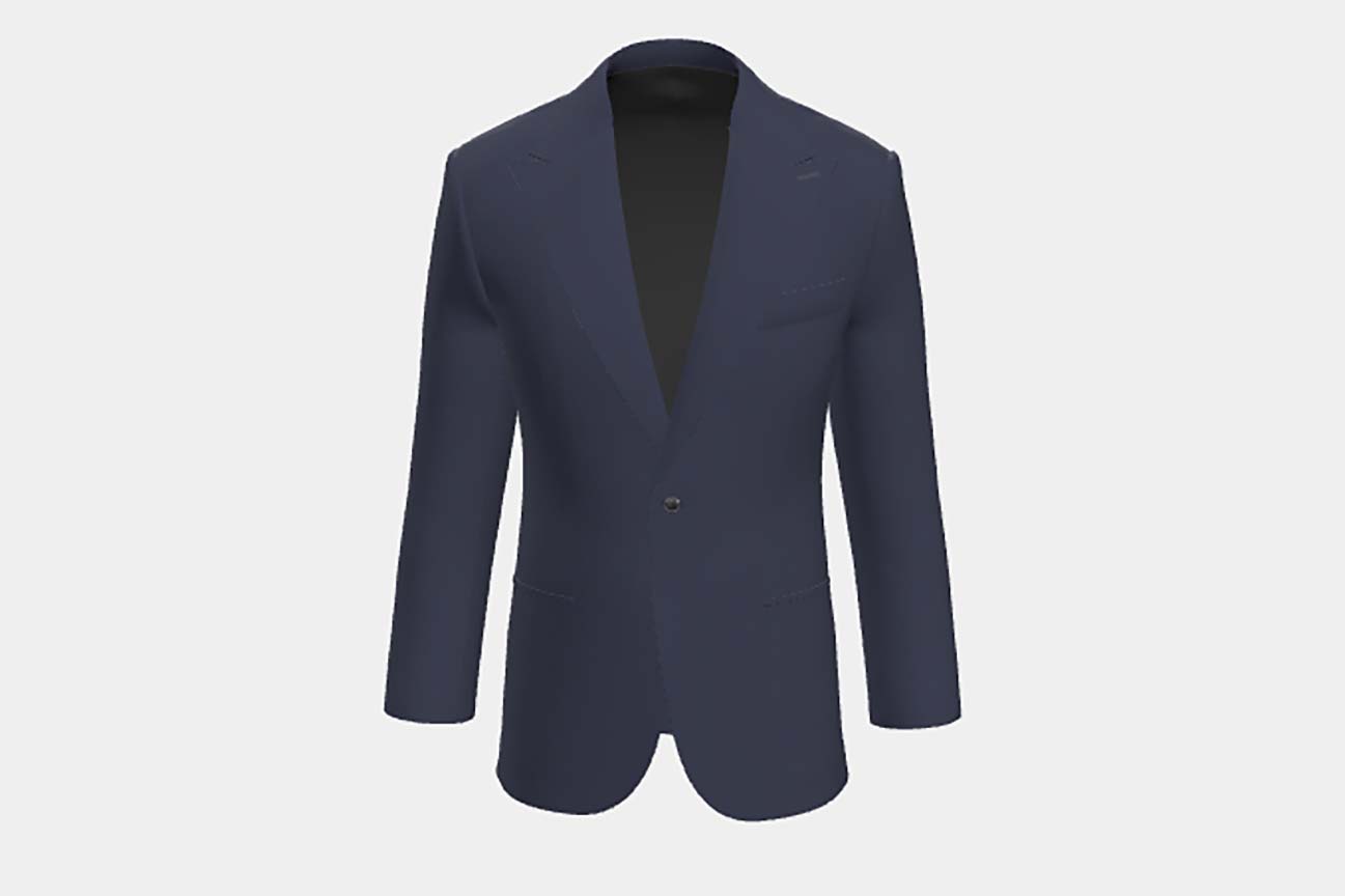 Giacca su misura lana solaro 130s blu Caccioppoli
