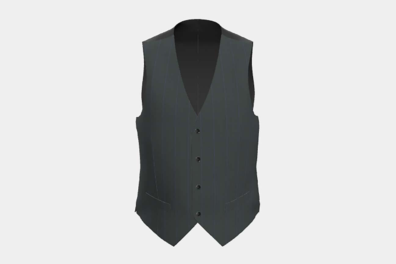 Gilet su misura lana 130s gessato verde Caccioppoli