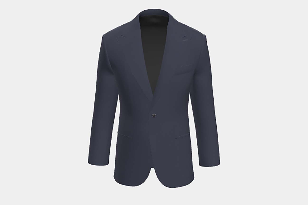 Giacca su misura lana 120s blu Canonico