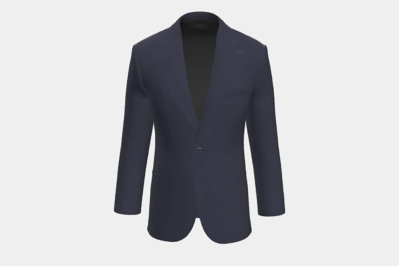 Giacca su misura lana 120s blu Canonico