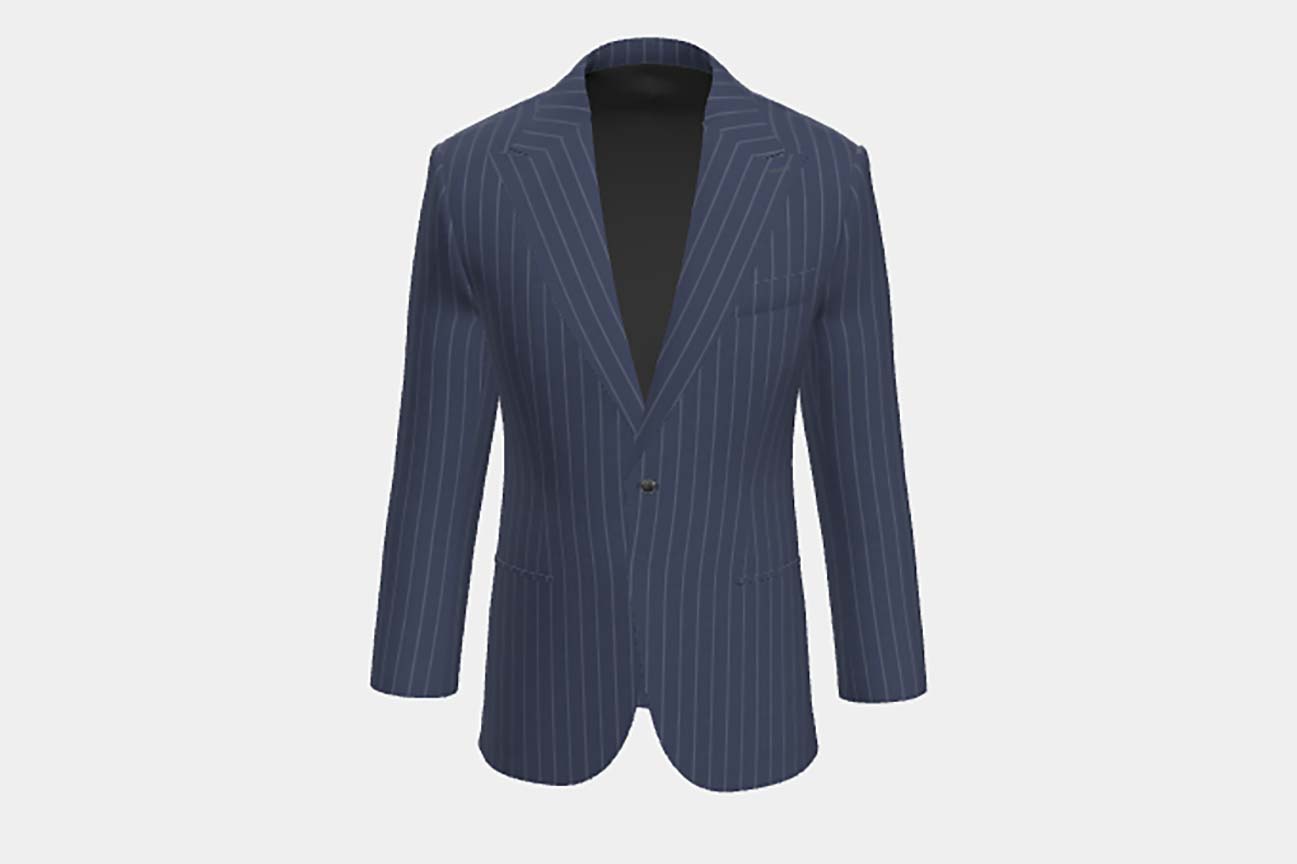 Giacca su misura lana 120s blu Canonico