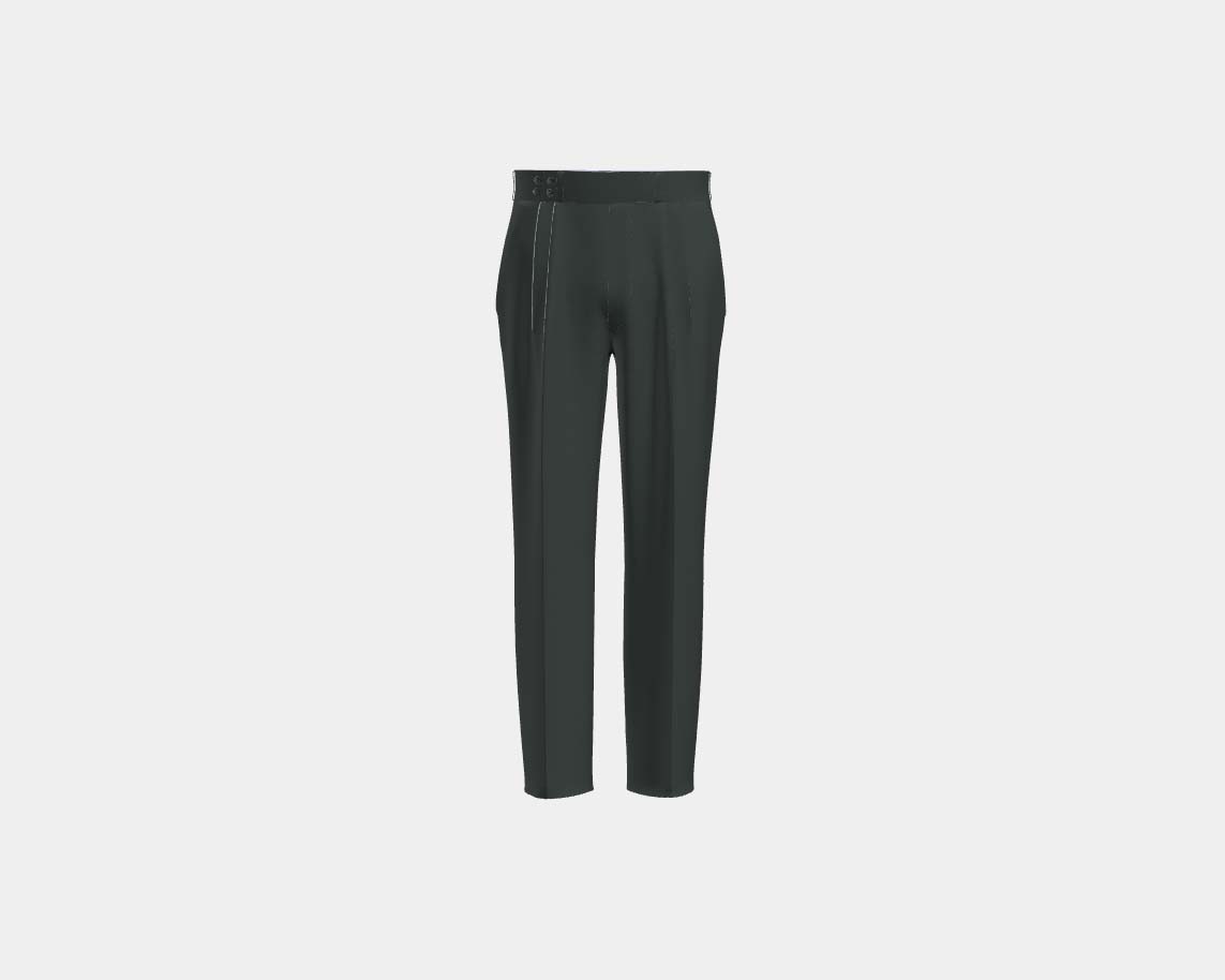 Pantalone con fascia su misura lana 130s verde Caccioppoli