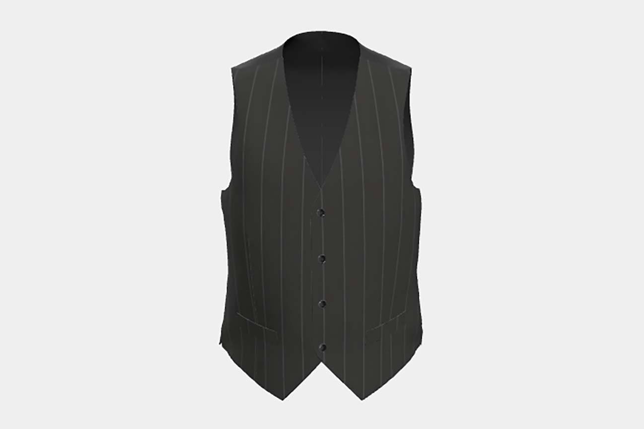 Gilet su misura lana 130s gessato nero Caccioppoli
