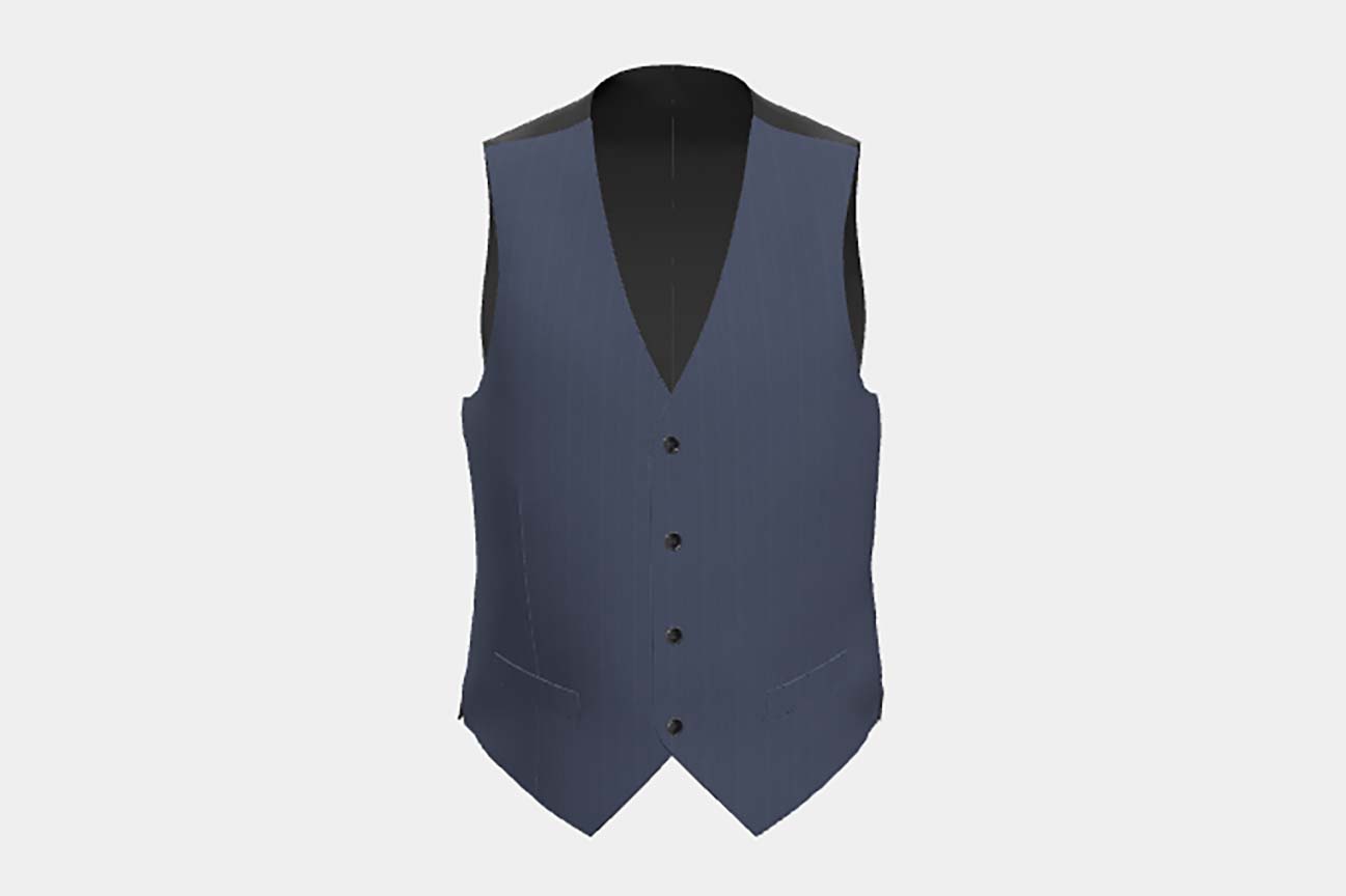 Gilet su misura lana e seta 150s blu Caccioppoli