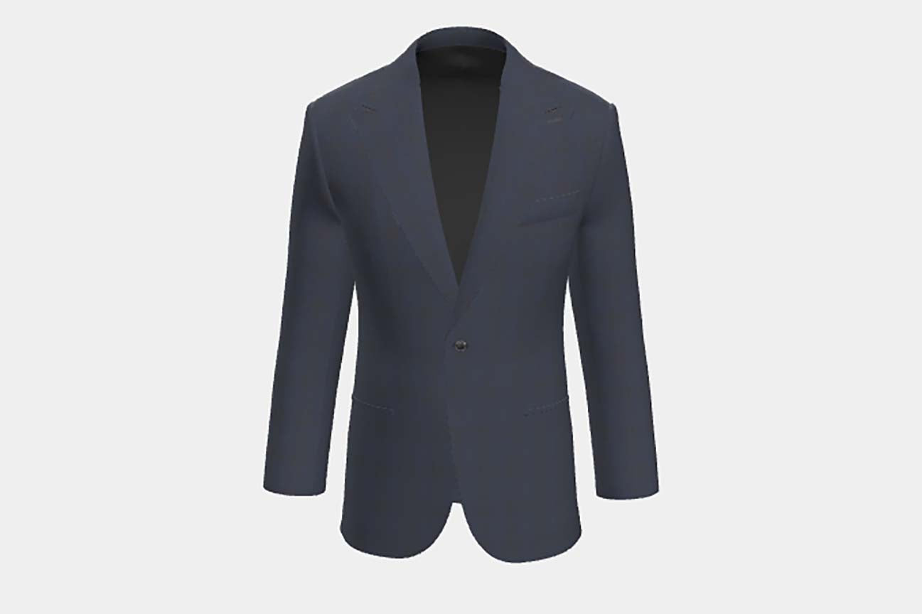 Giacca su misura lana 130s finestrato blu Caccioppoli