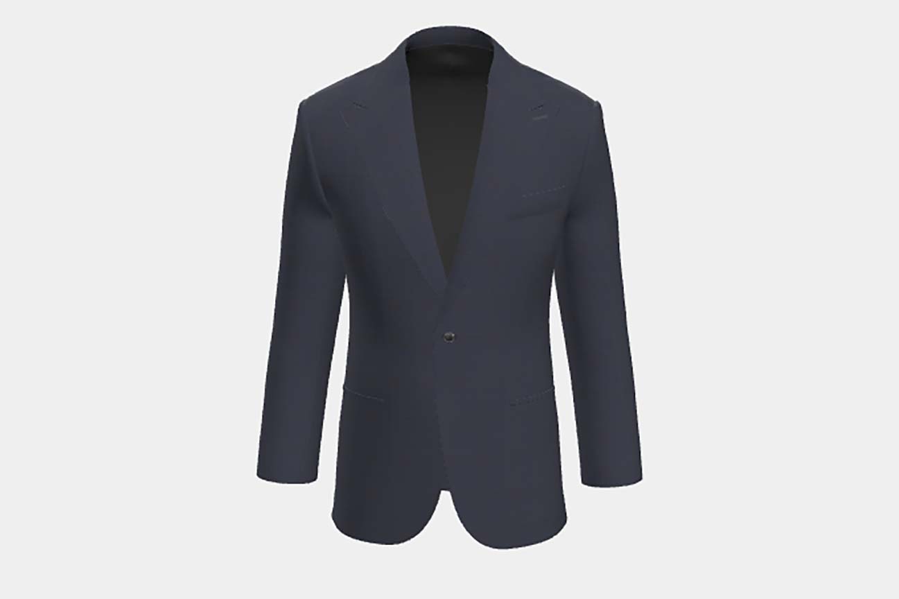 Giacca su misura lana 130s finestrato blu Caccioppoli