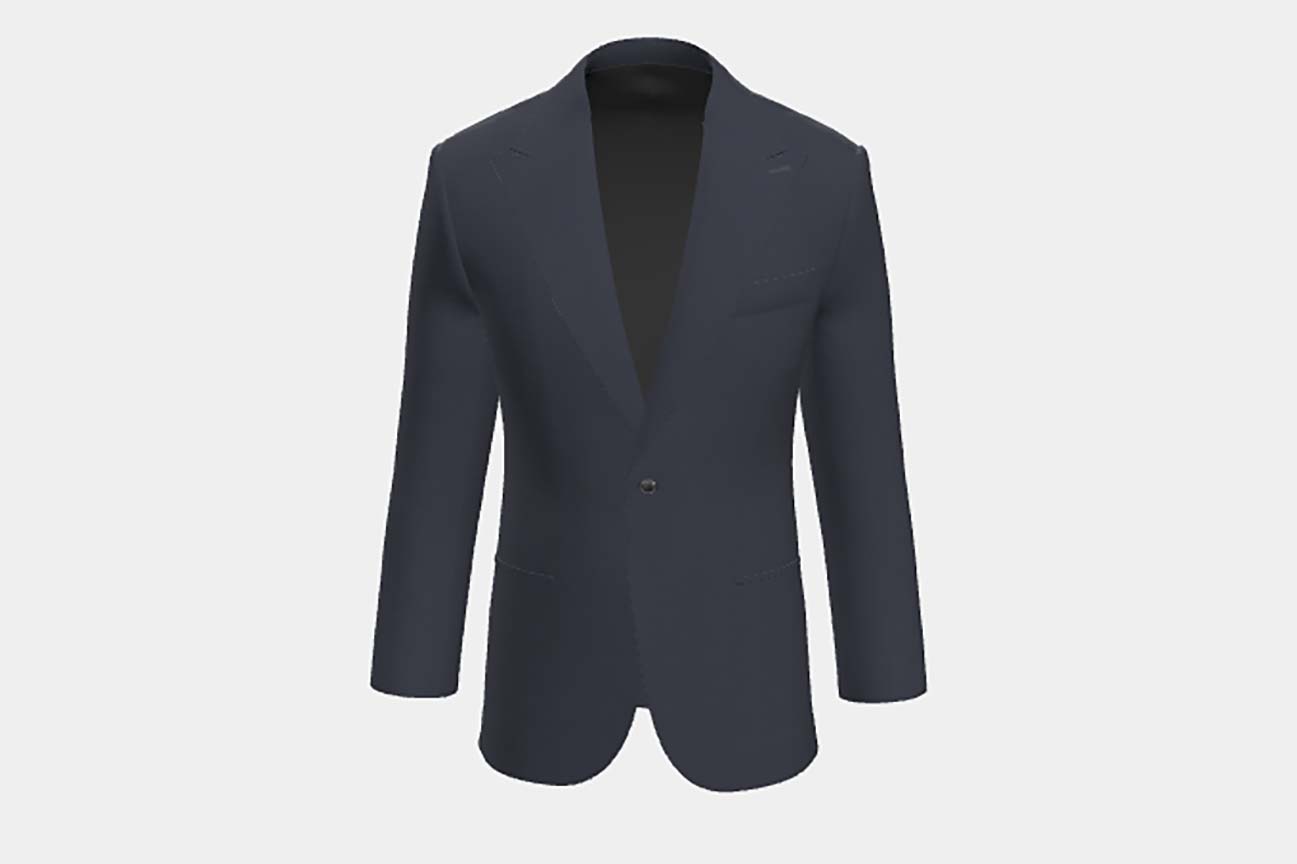 Giacca su misura lana e seta 150s blu Caccioppoli