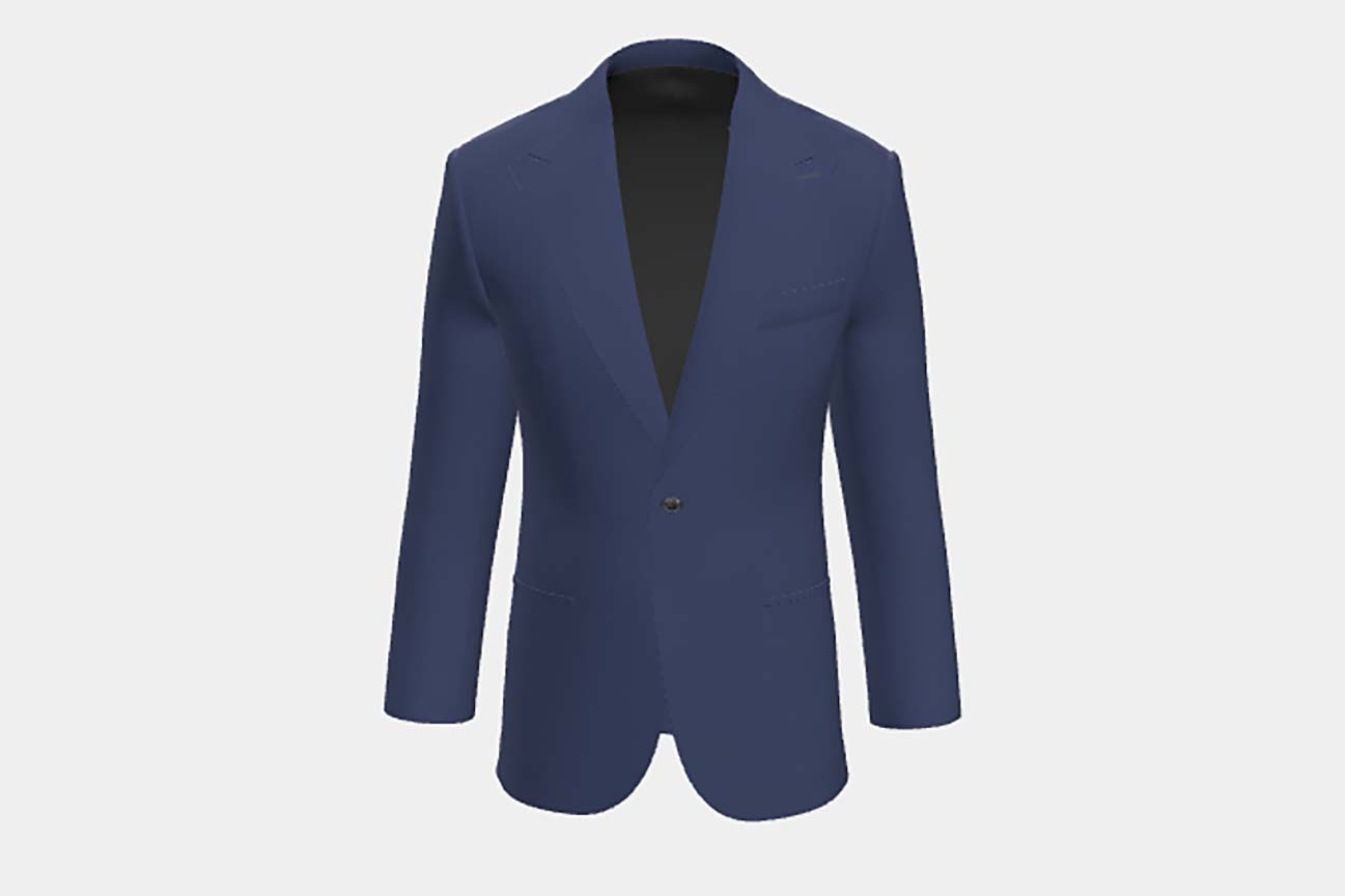 Giacca su misura lana 120s blu Canonico