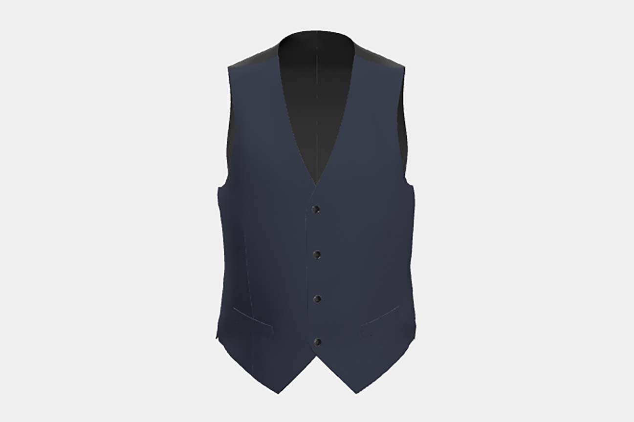 Gilet su misura lana 130s hopsack blu Caccioppoli