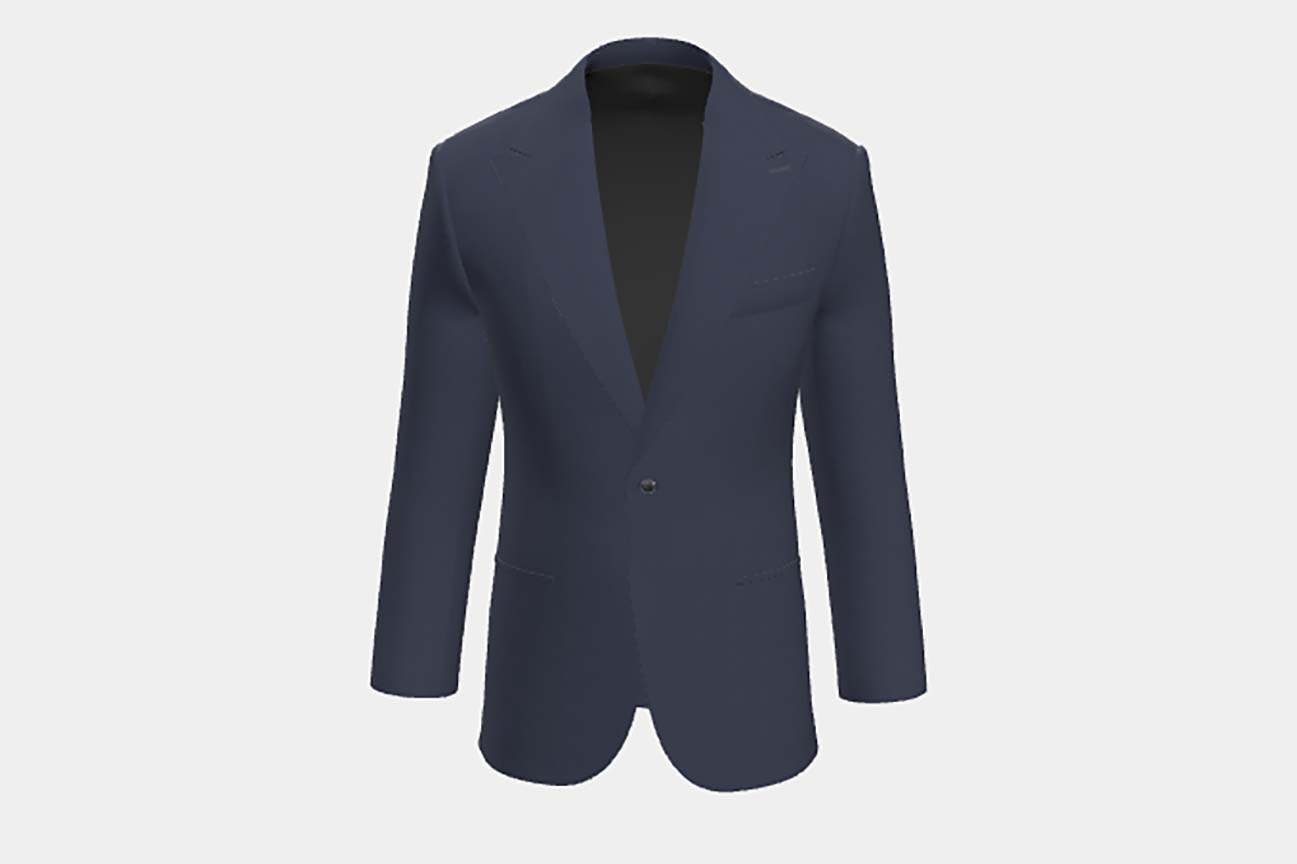 Giacca su misura lana 130s rigato blu Caccioppoli