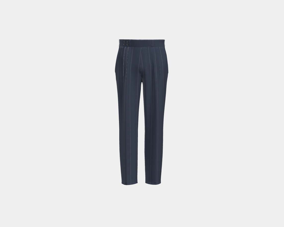 Pantalone con fascia su misura lana 130s gessato blu Caccioppoli