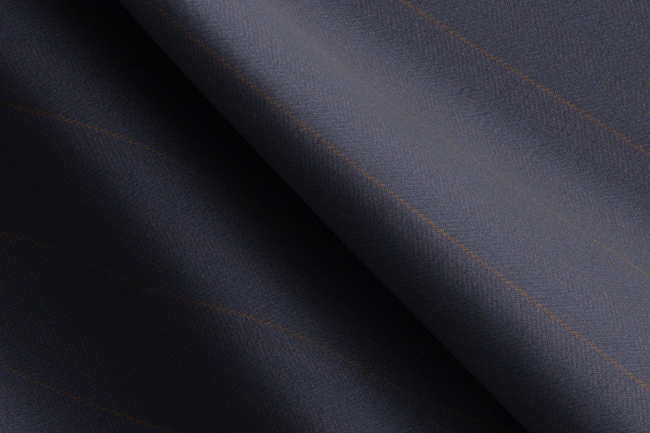 Pantalone con fascia su misura lana e seta 150s blu Caccioppoli