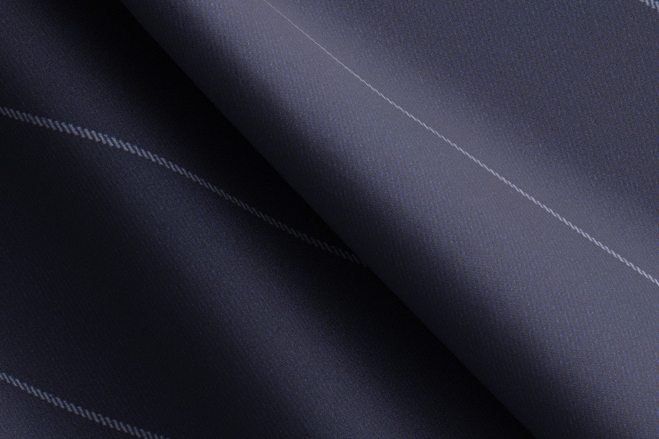 Pantalone su misura lana e seta 150s blu Caccioppoli