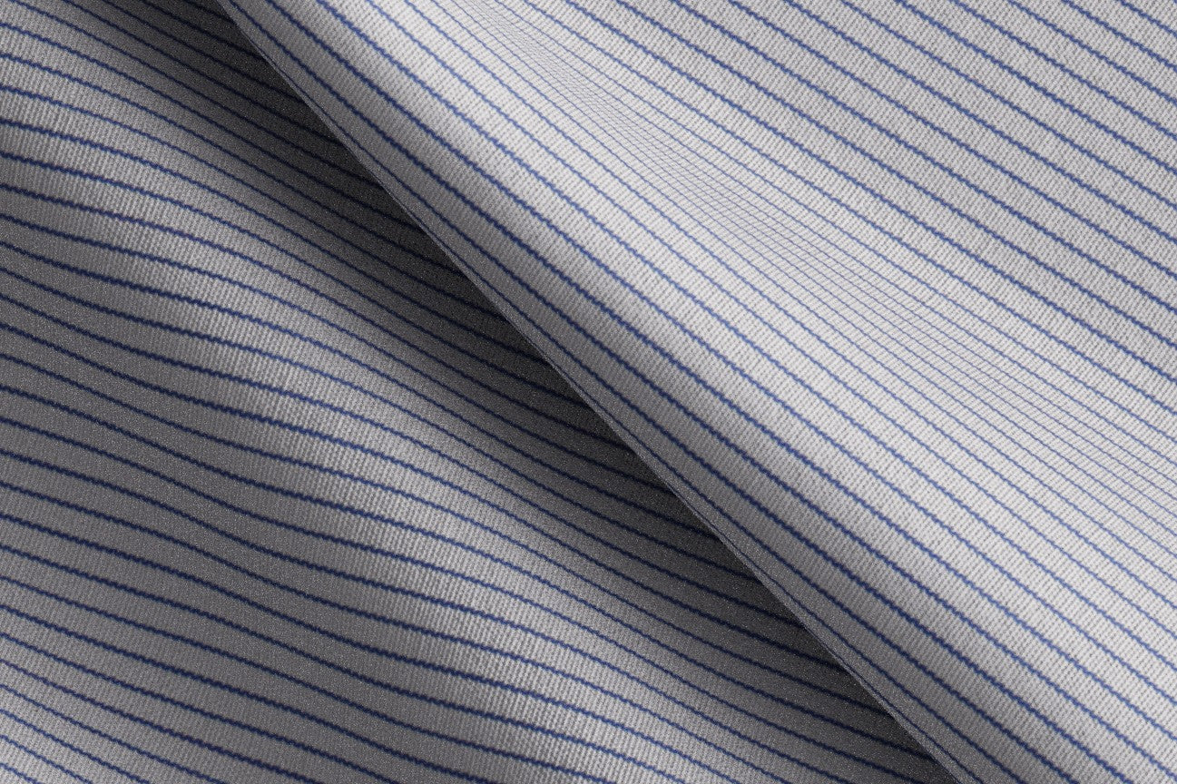 Camicia su misura cotone rigato blu