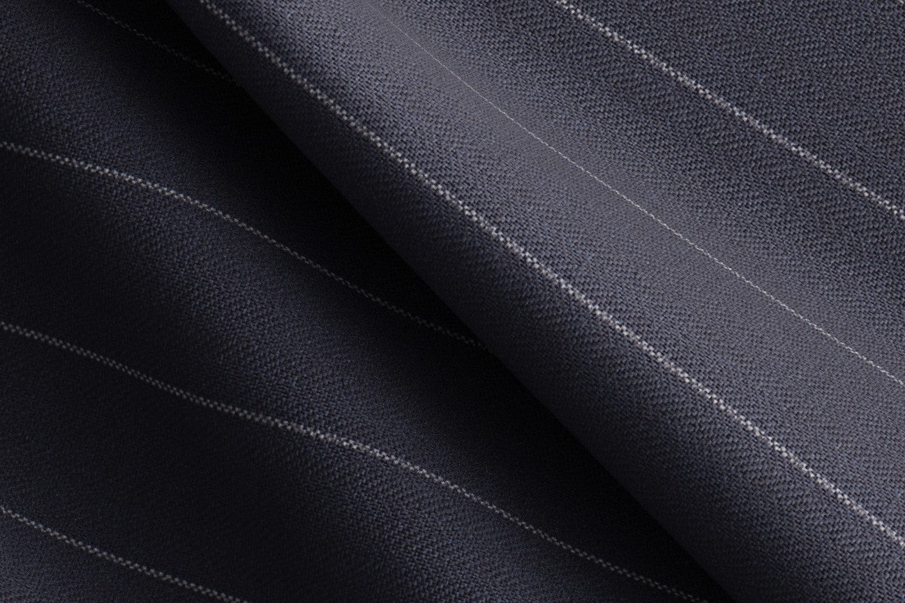 Pantalone con fascia su misura lana 120s blu Canonico