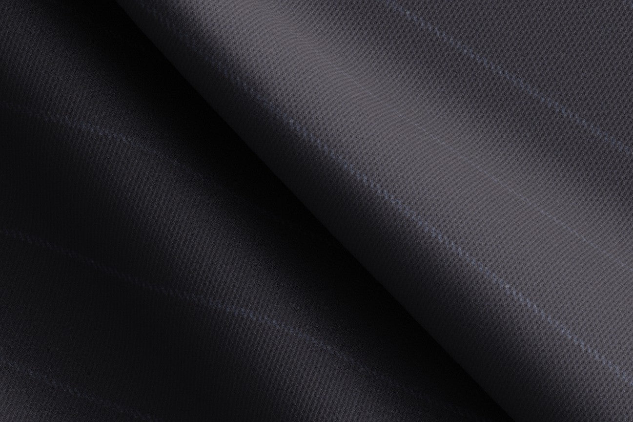 Pantalone con fascia su misura lana 110s blu Canonico
