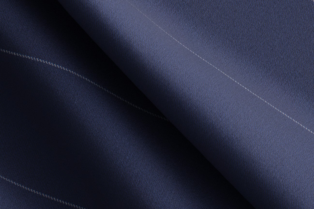 Abito su misura lana 130s gessato blu Caccioppoli