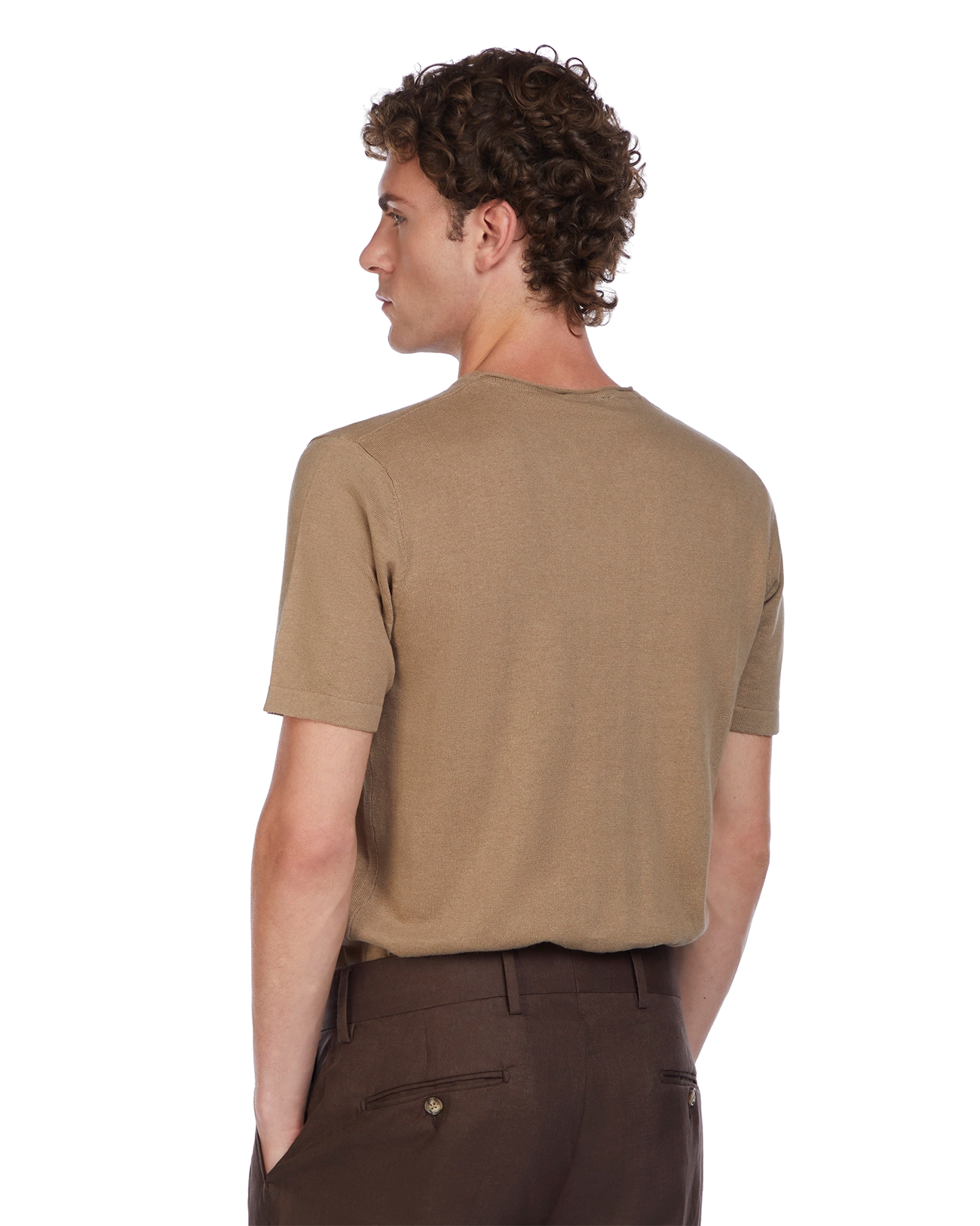 T-shirt Azur in lino e cotone fango