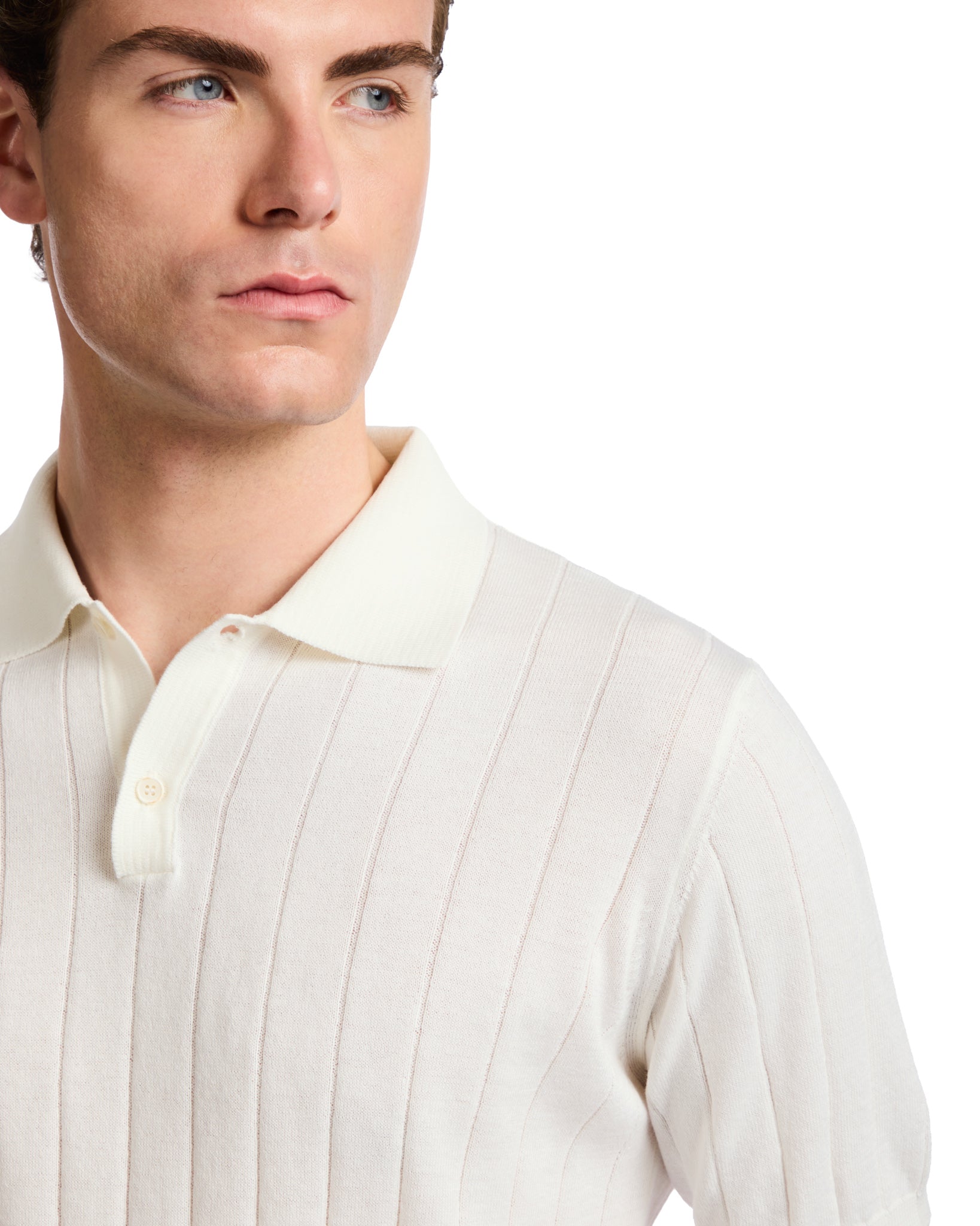 Polo Cameron in maglia a coste bianca