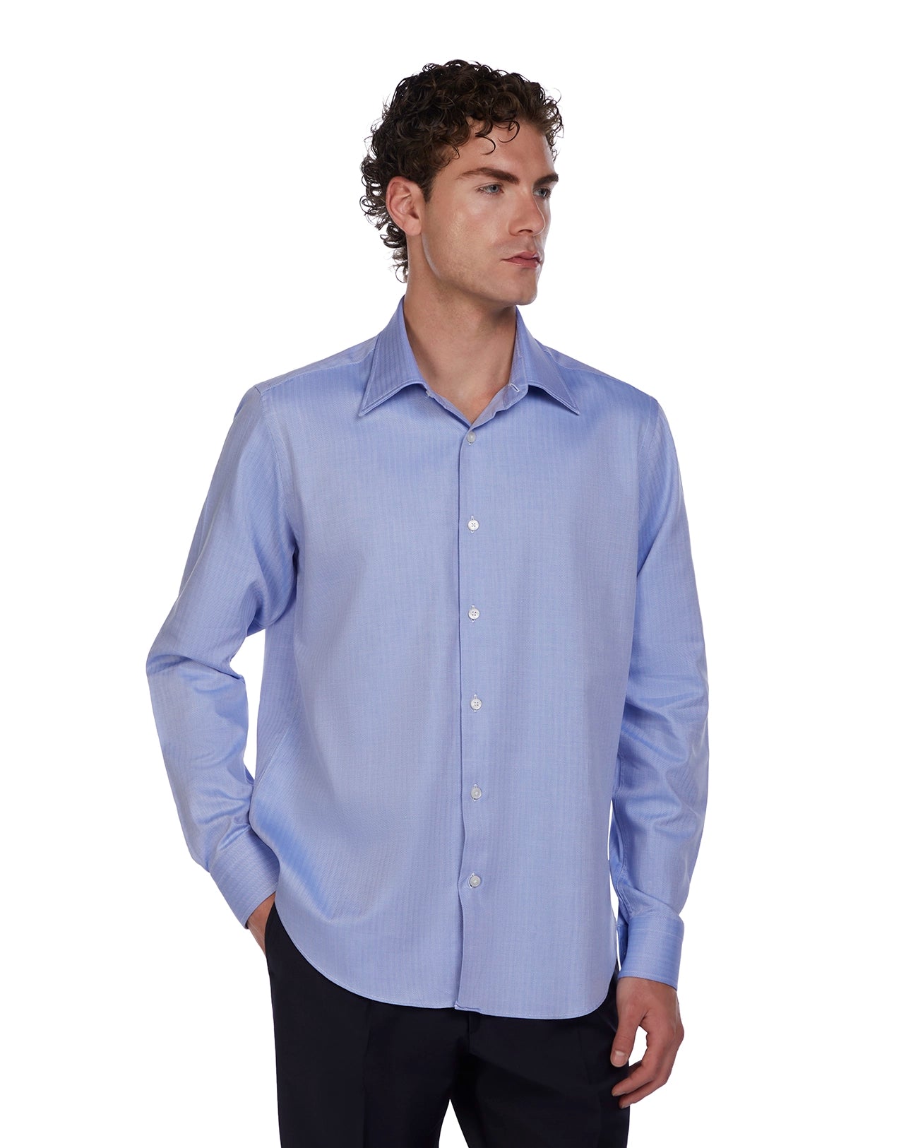 Camicia Haus spigata blu in cotone
