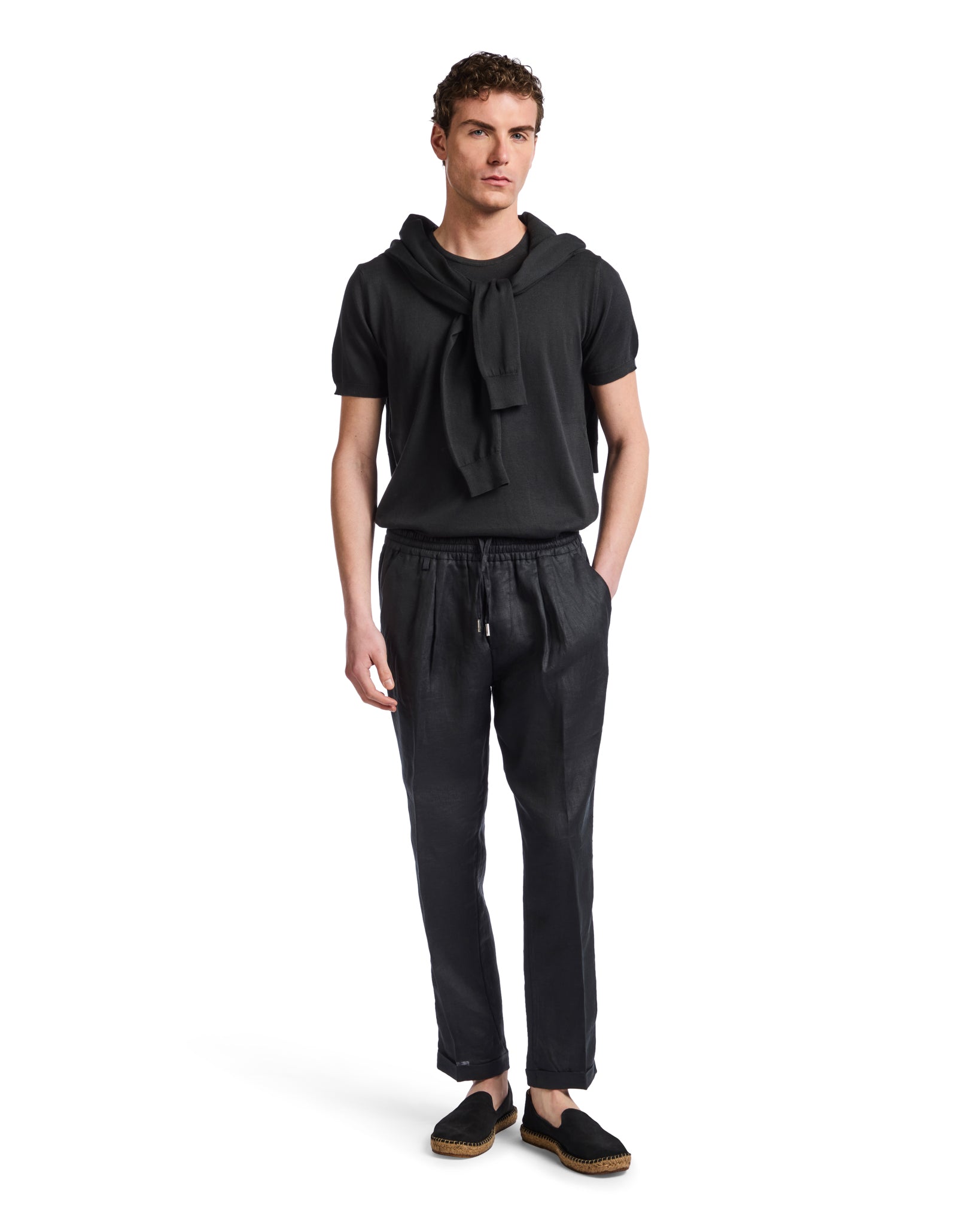 Pantalaccio Cary in puro lino nero