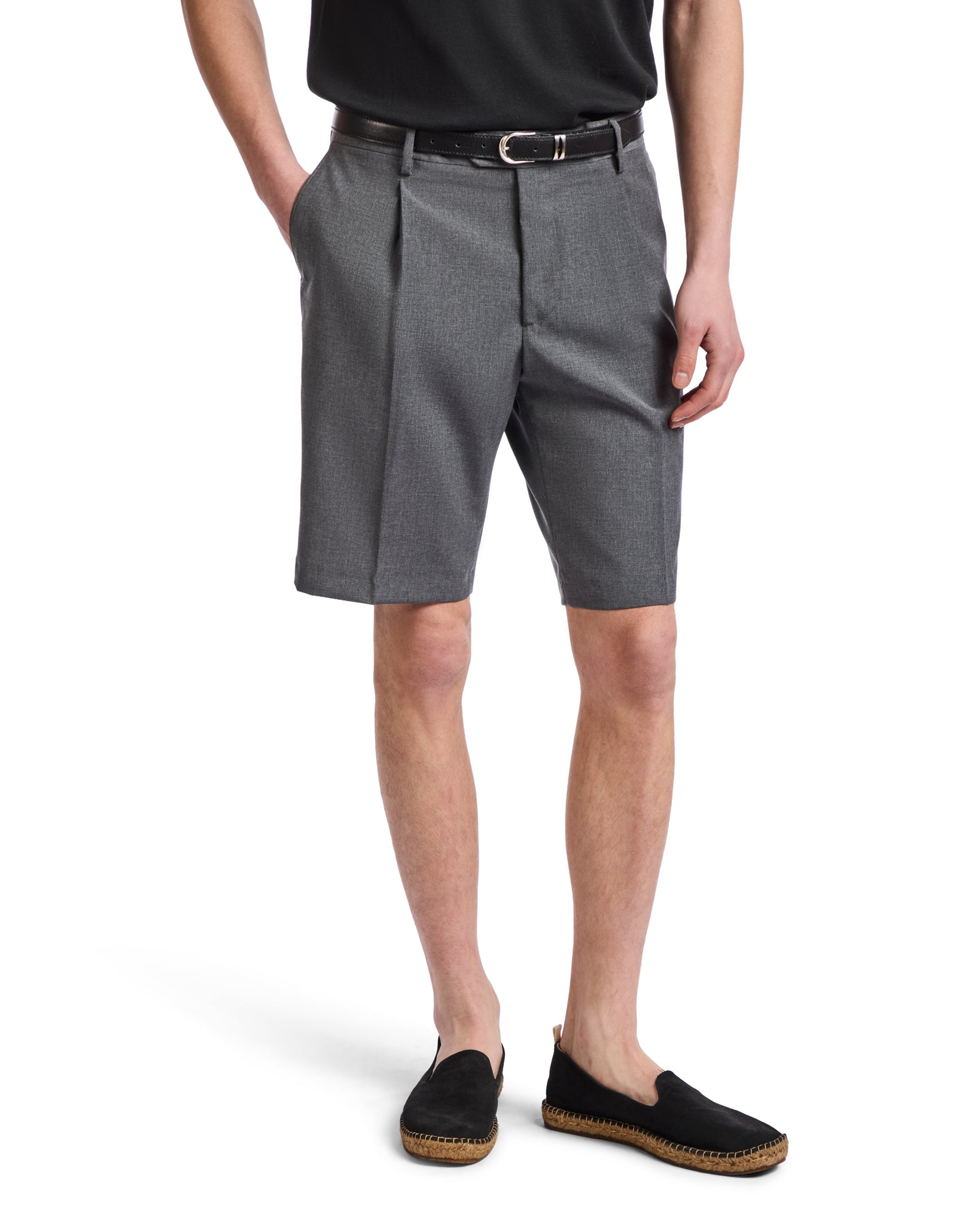 Bermuda Colton vita alta con pinces antracite