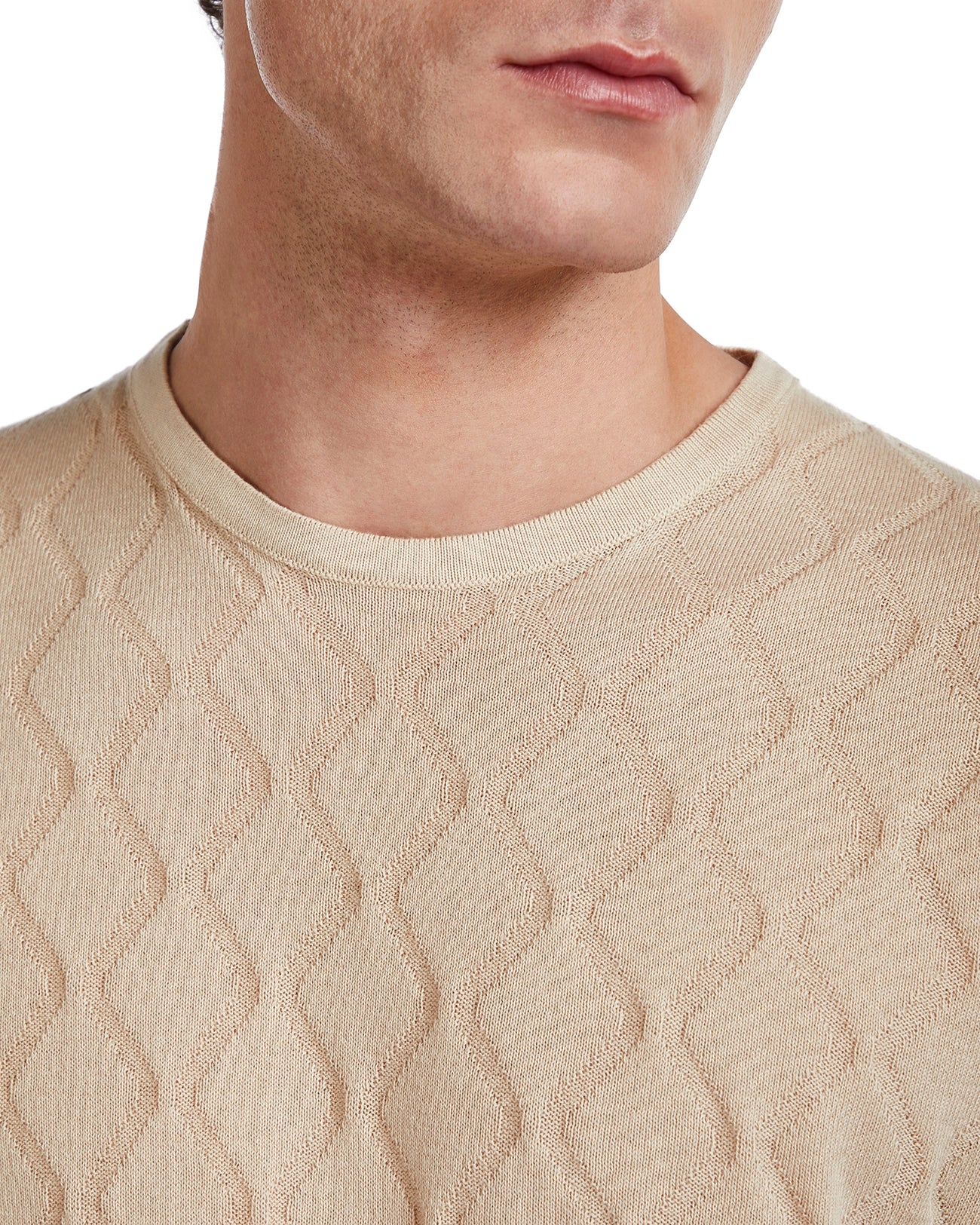 T-shirt Bjorn a onde in maglia sabbia