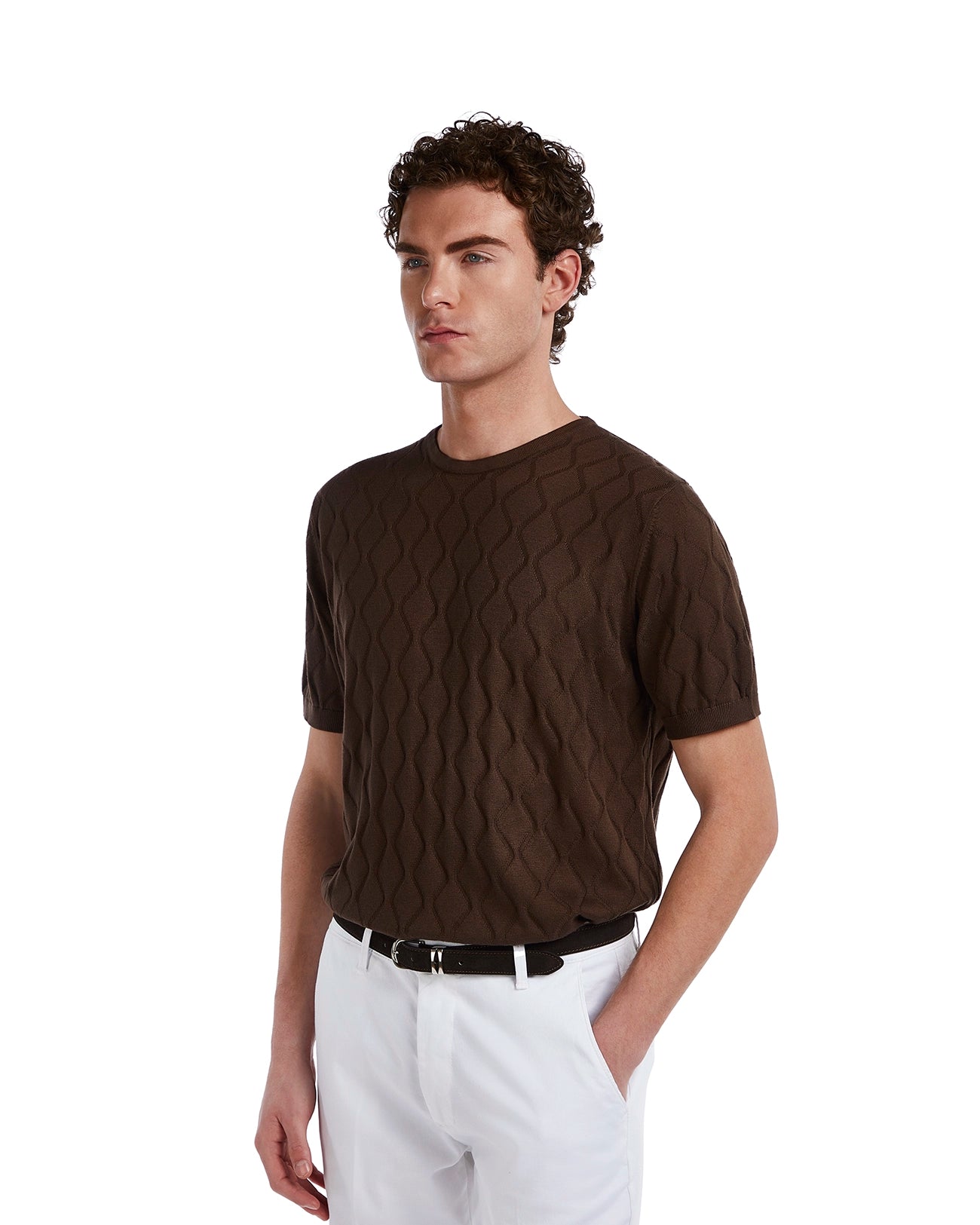 T-shirt Bjorn a onde in maglia moro