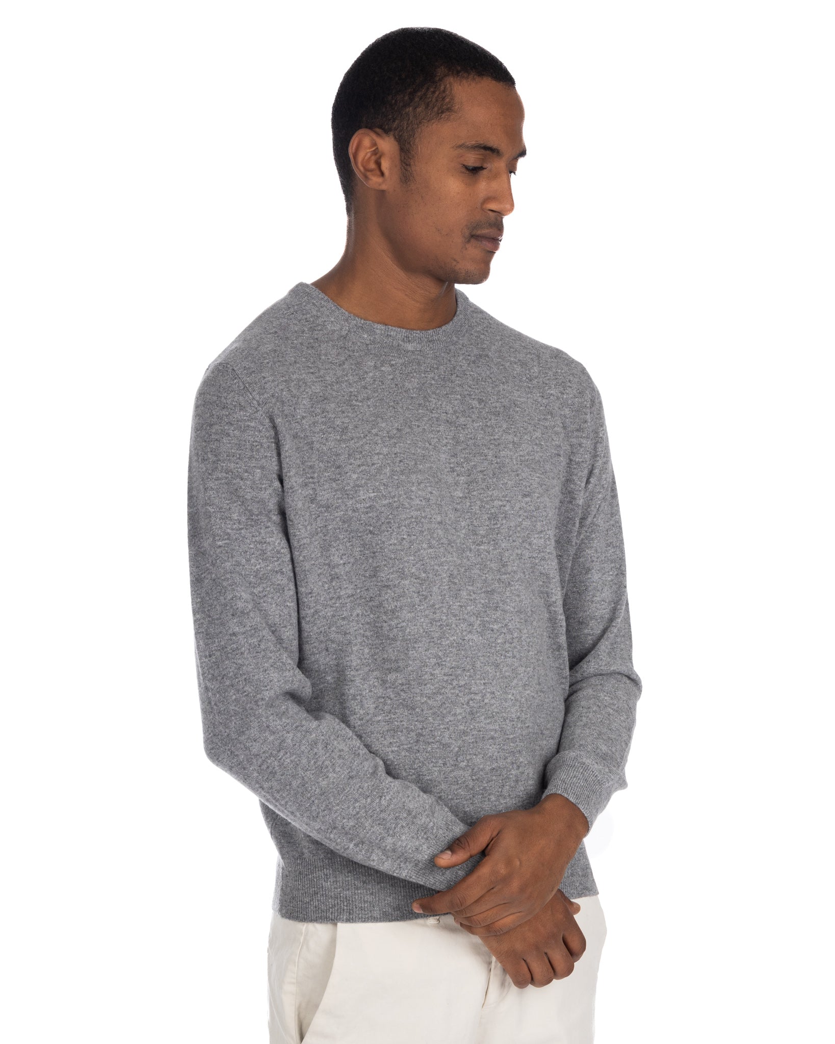 Maglione Dustin girocollo in misto cachemire grigio