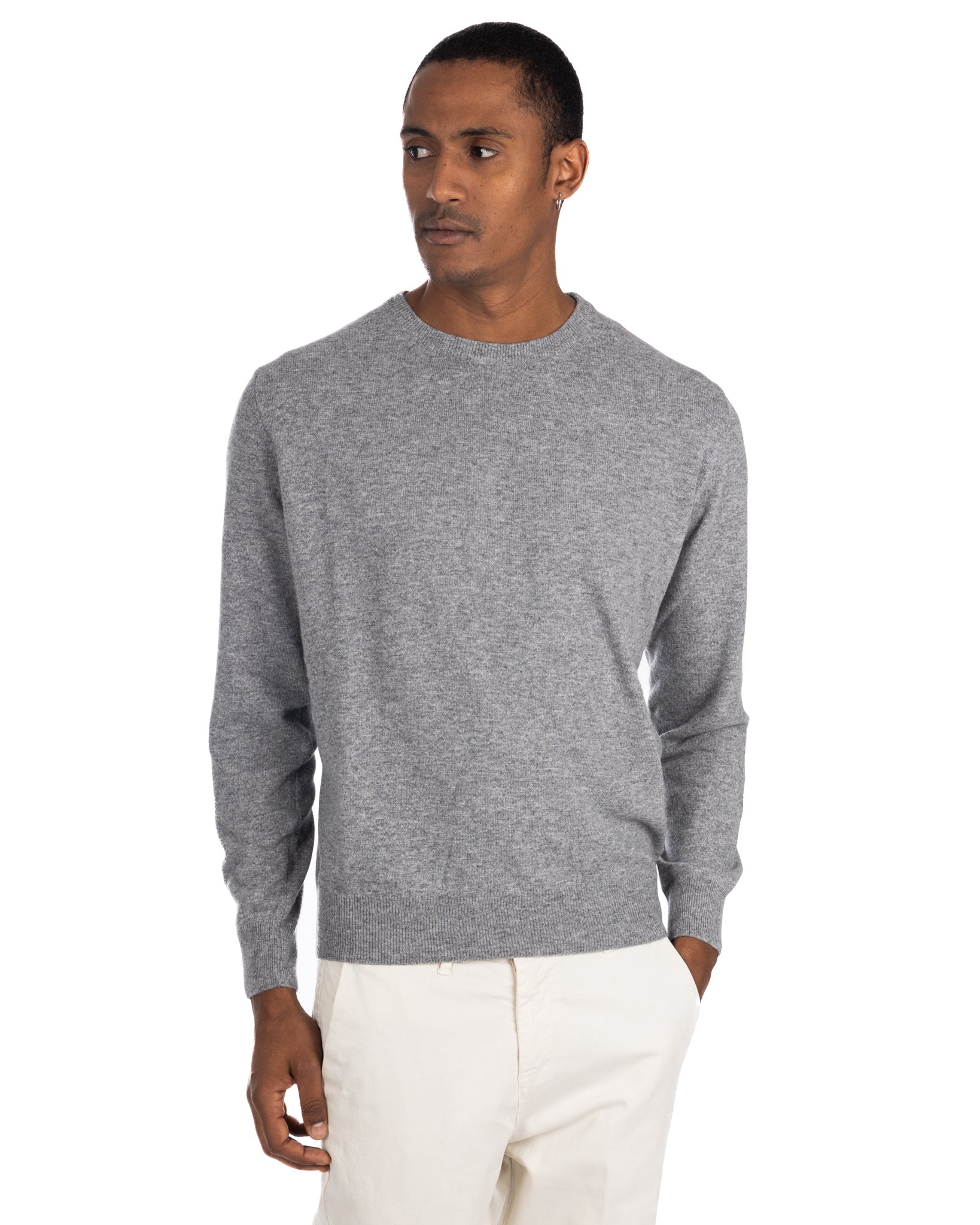 Maglione Dustin girocollo in misto cachemire grigio