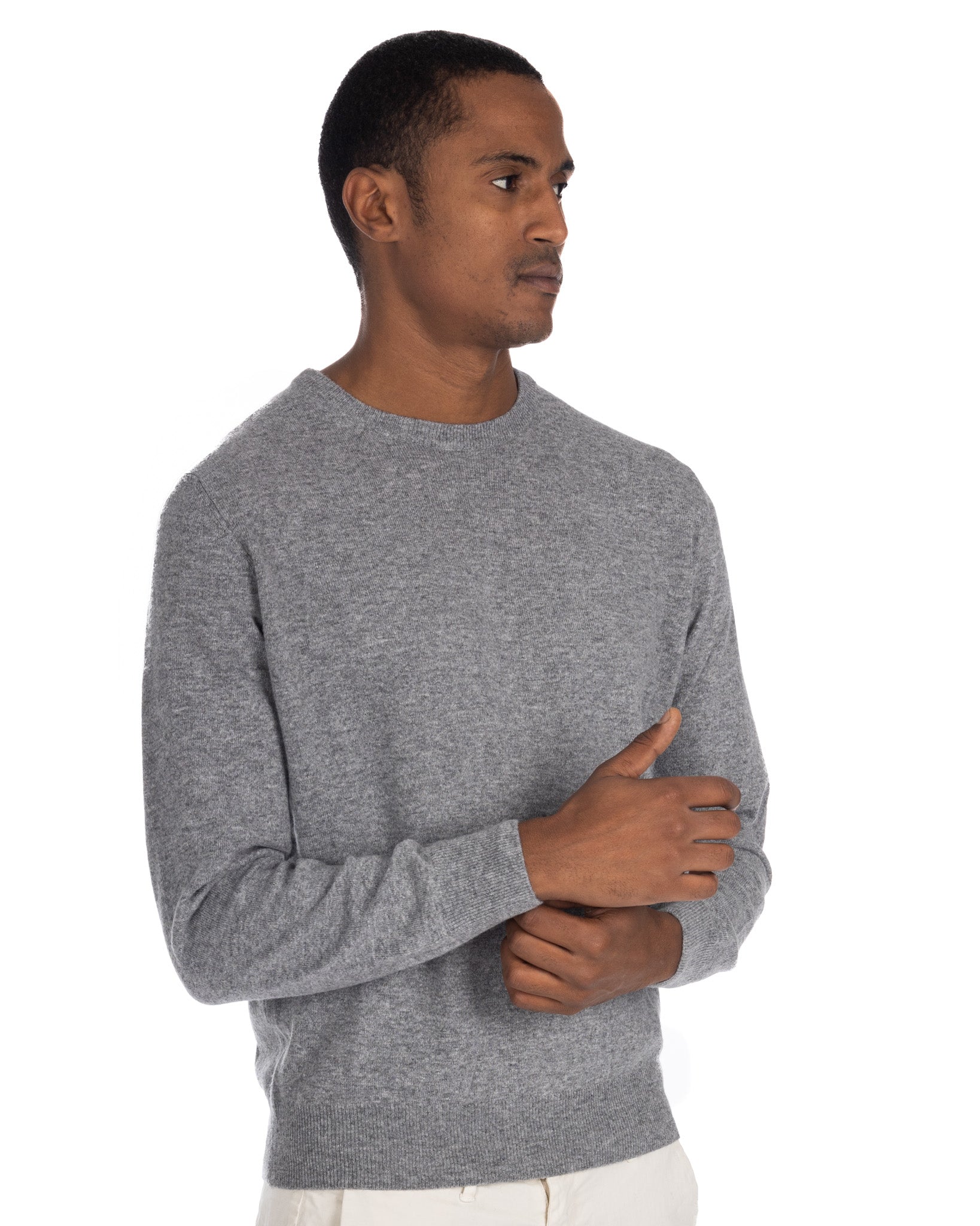 Maglione Dustin girocollo in misto cachemire grigio