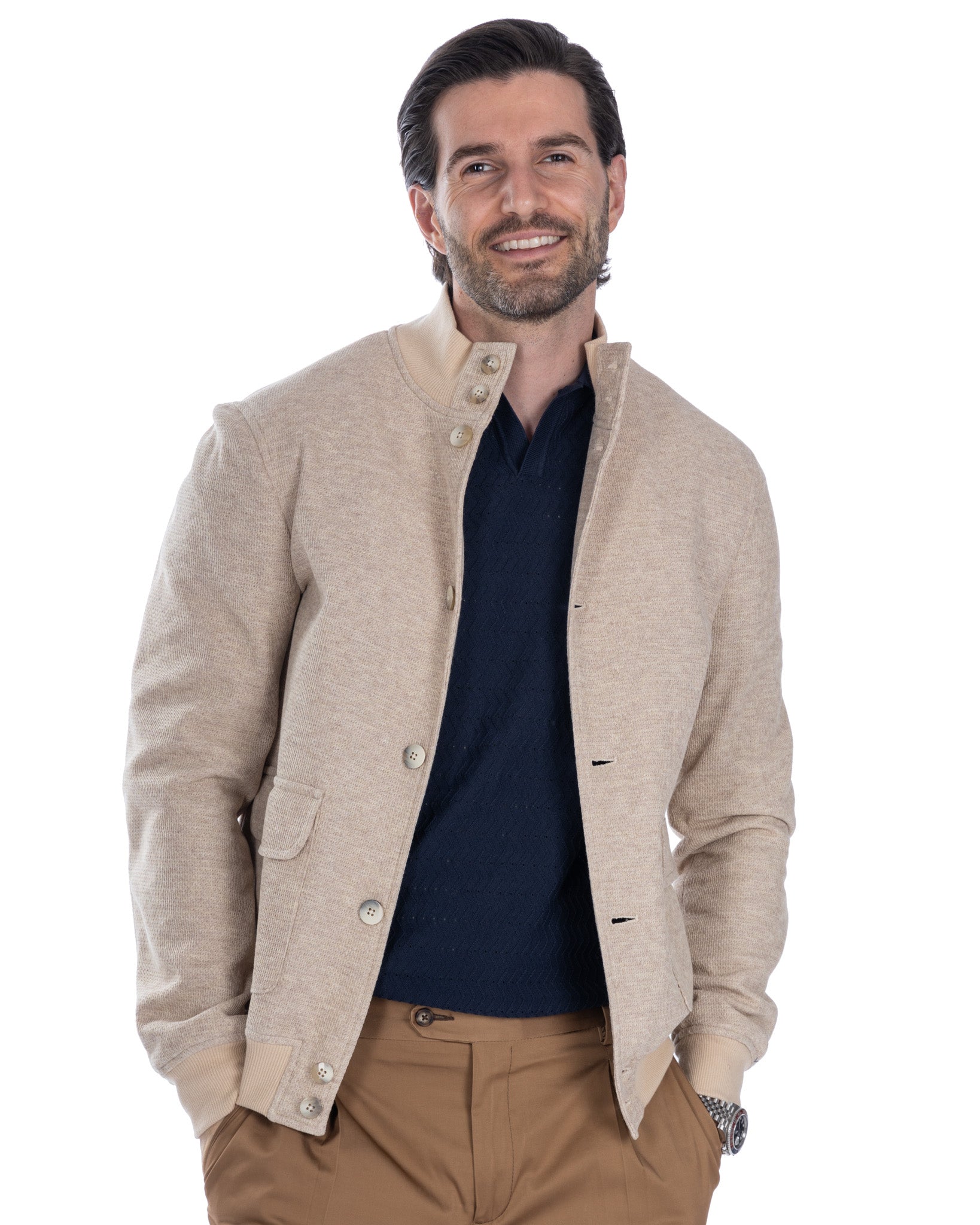 Bomber Trieste beige in cotone