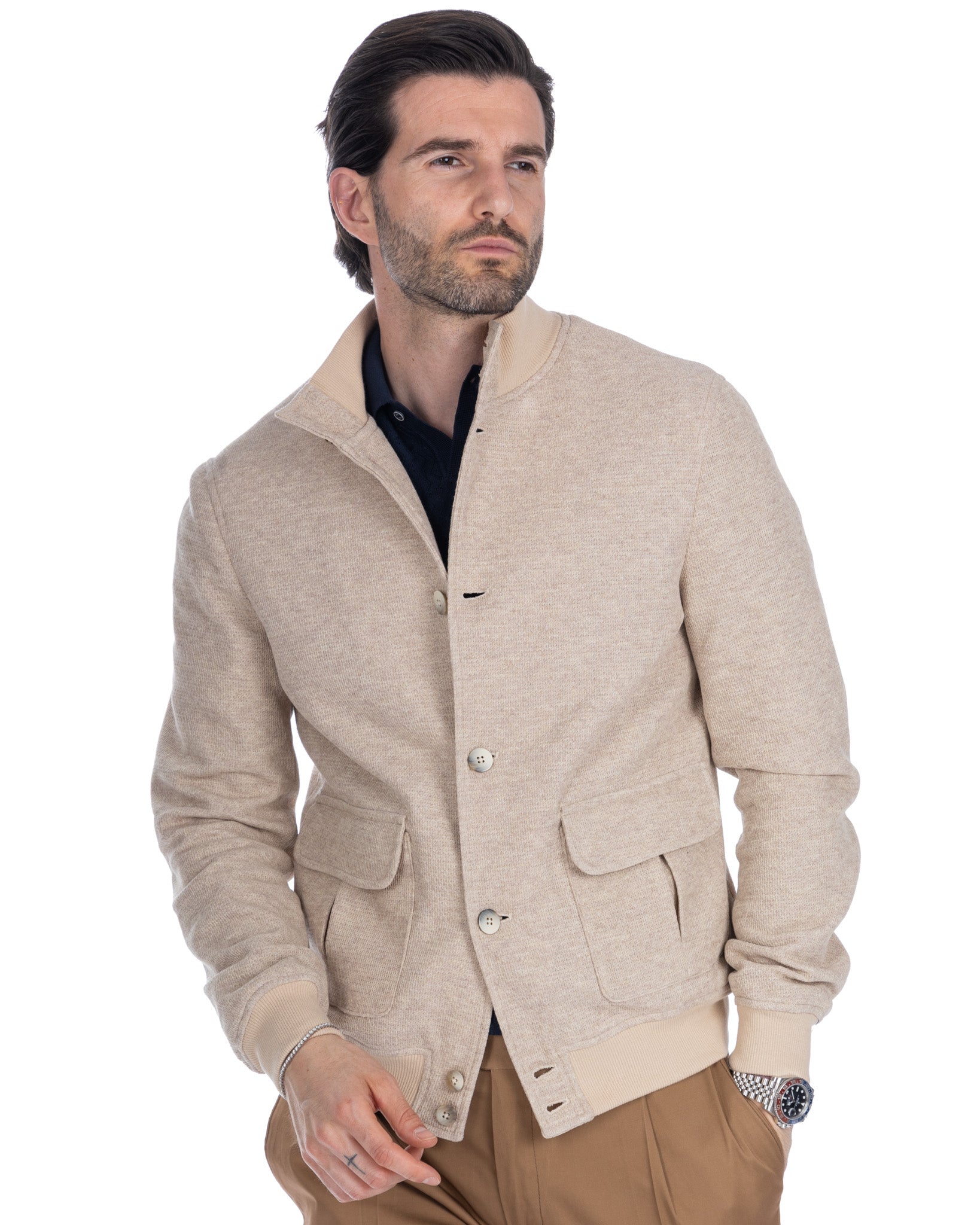 Bomber Trieste beige in cotone