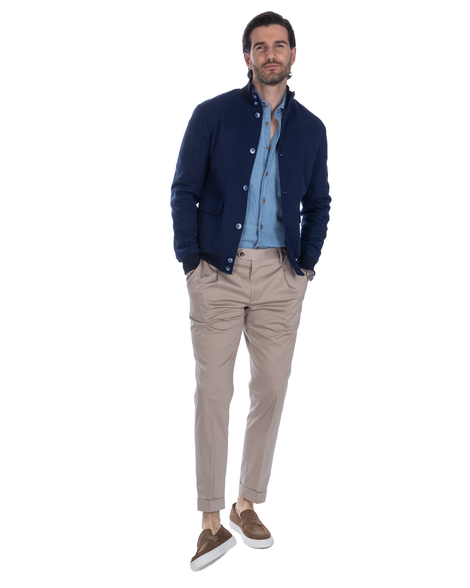 Bomber Trieste blu in cotone