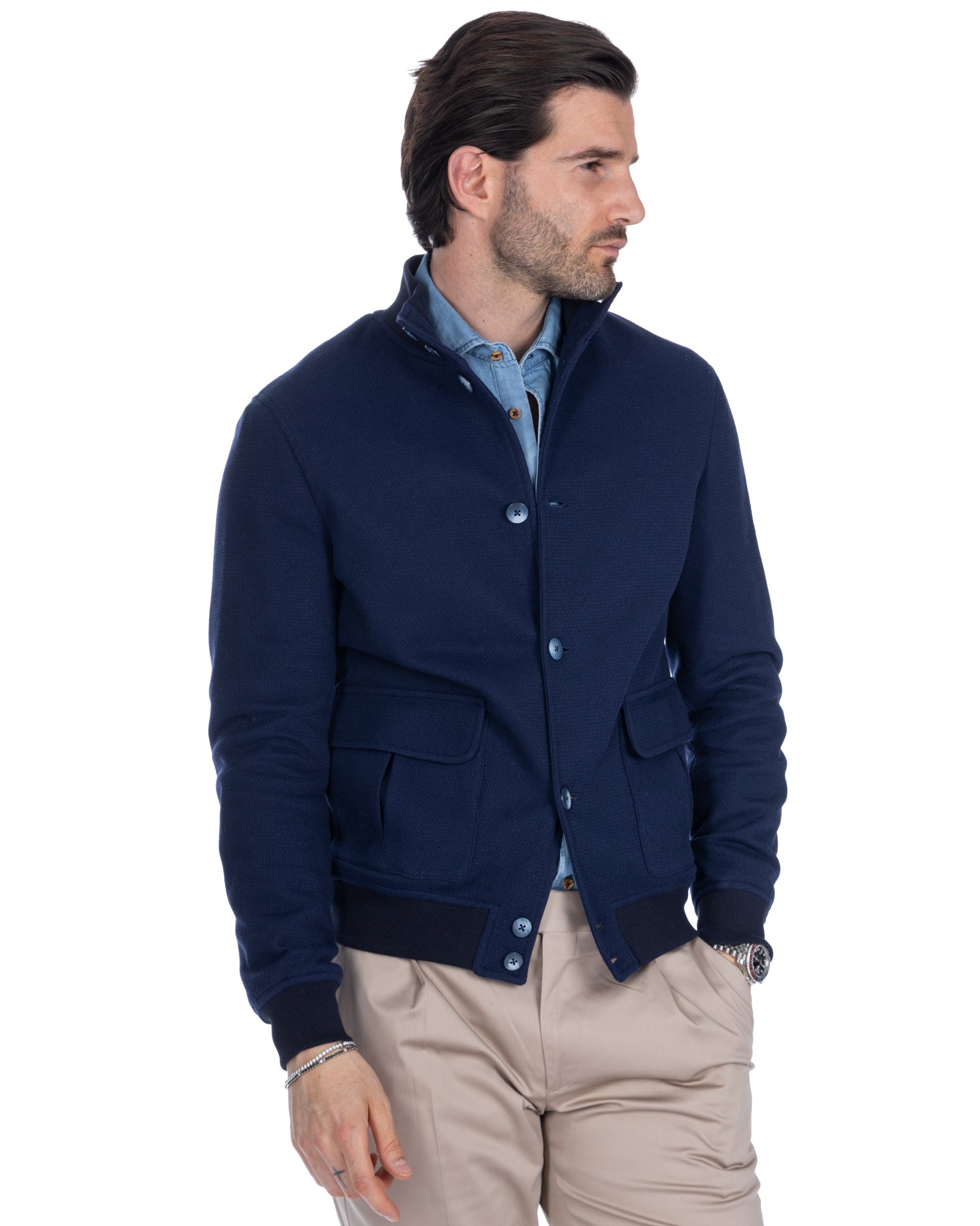 Bomber Trieste blu in cotone