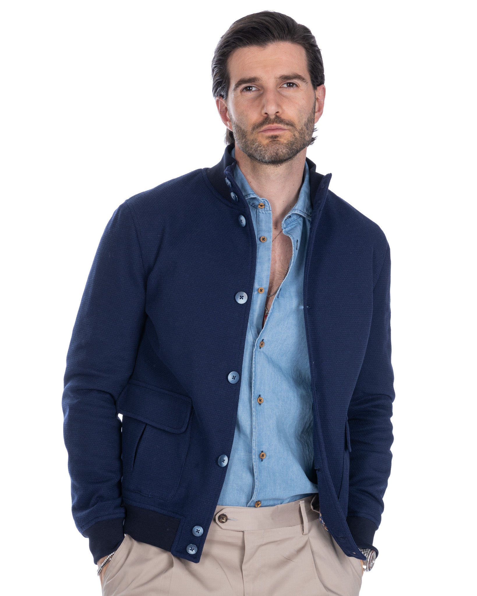 Bomber Trieste blu in cotone