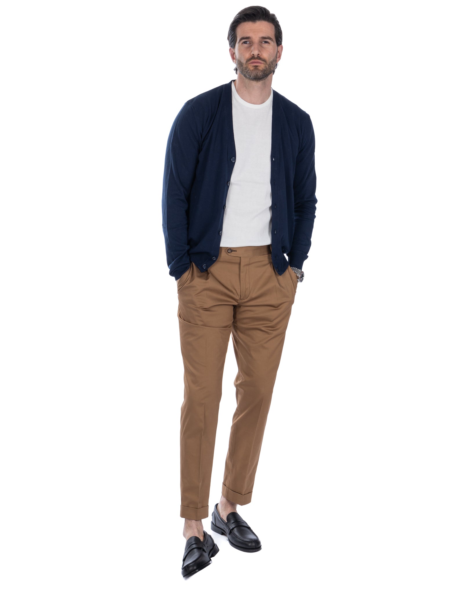 Cardigan Alex blu in cotone
