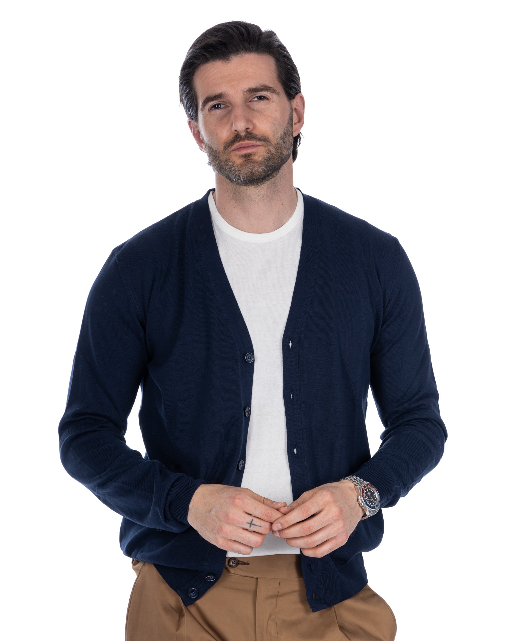 Cardigan Alex blu in cotone
