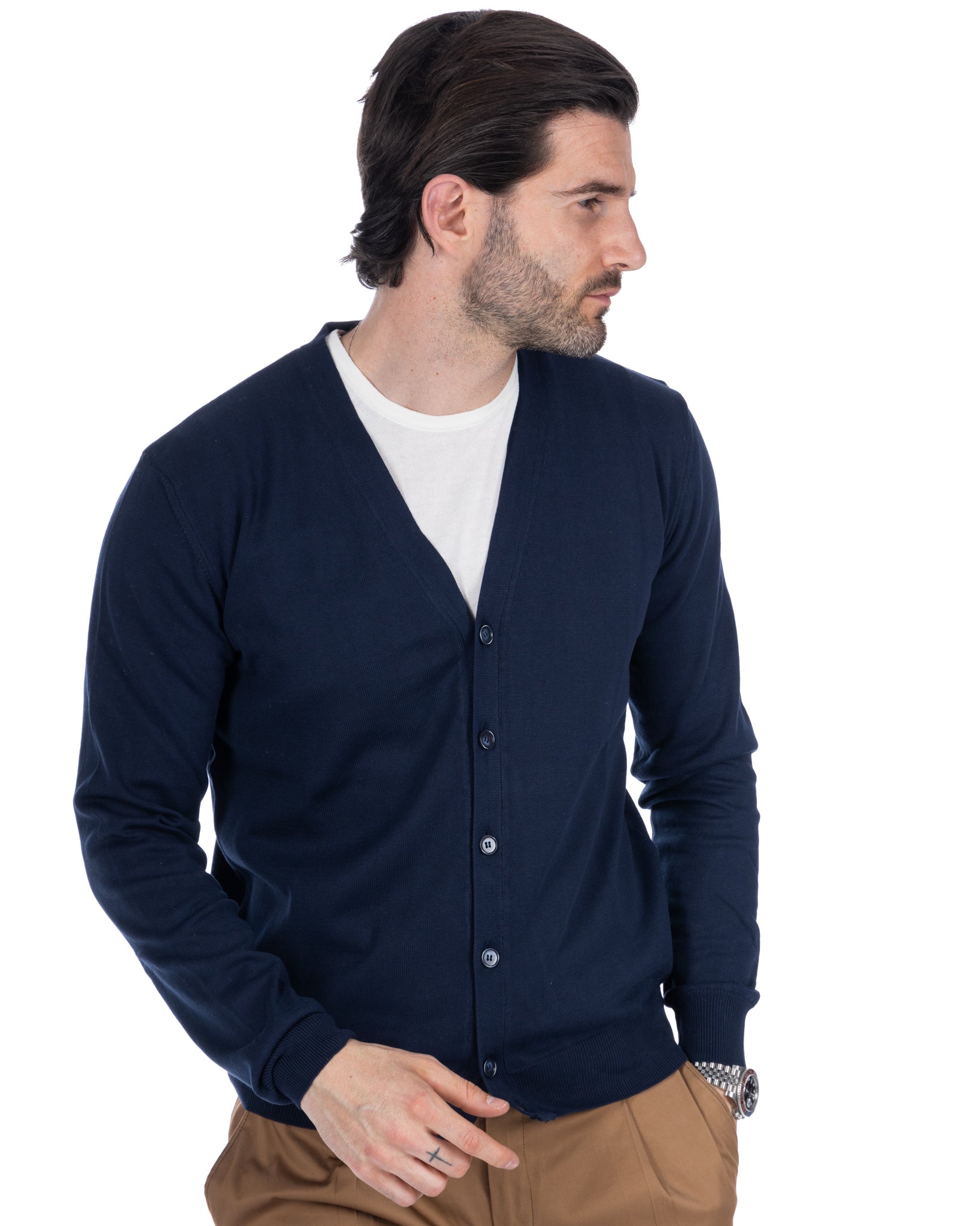 Cardigan Alex blu in cotone