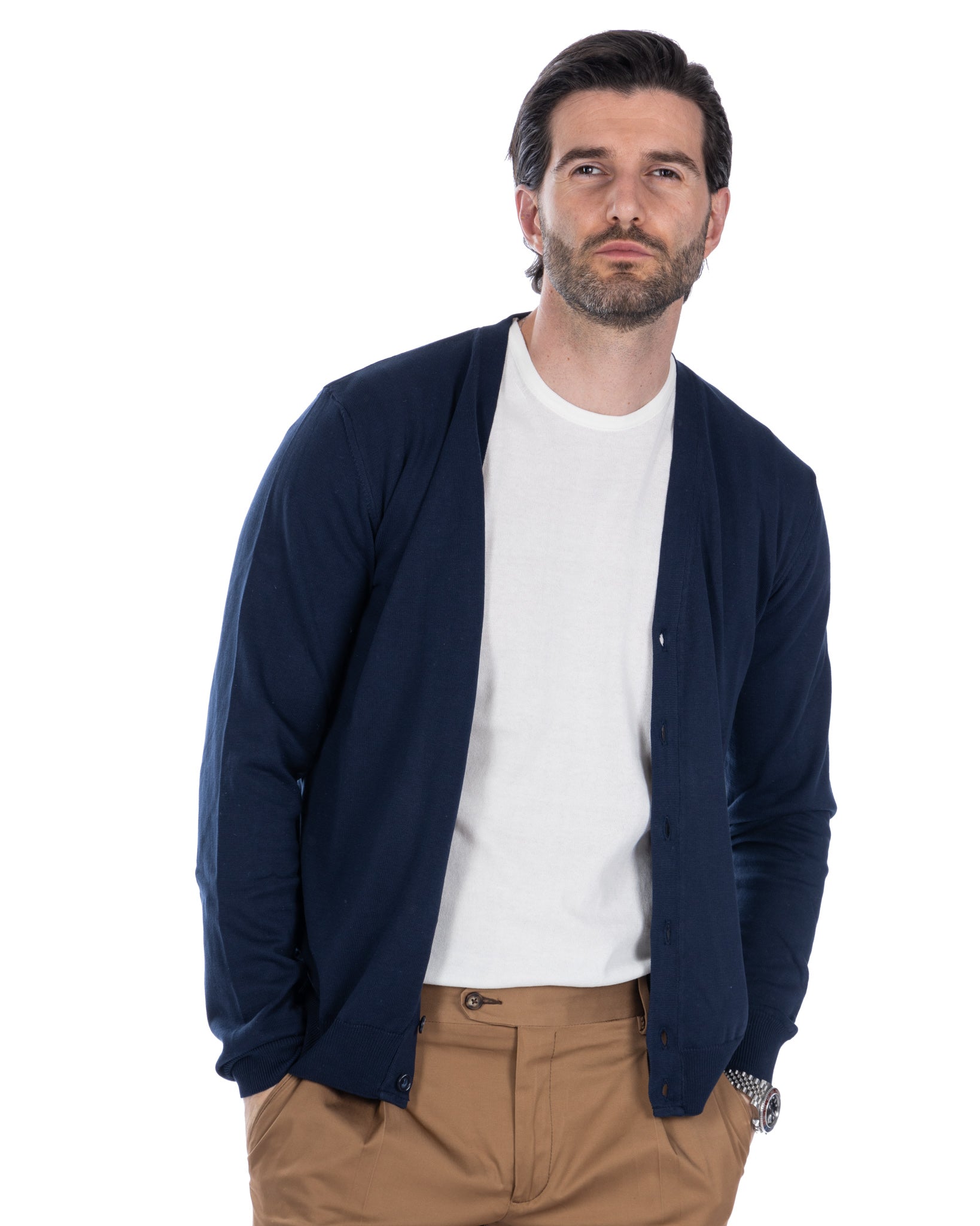 Cardigan Alex blu in cotone